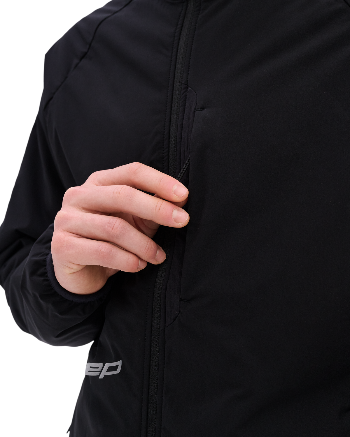 Core Run Thermal Hybrid Jacket, Men, Black, close-up detail