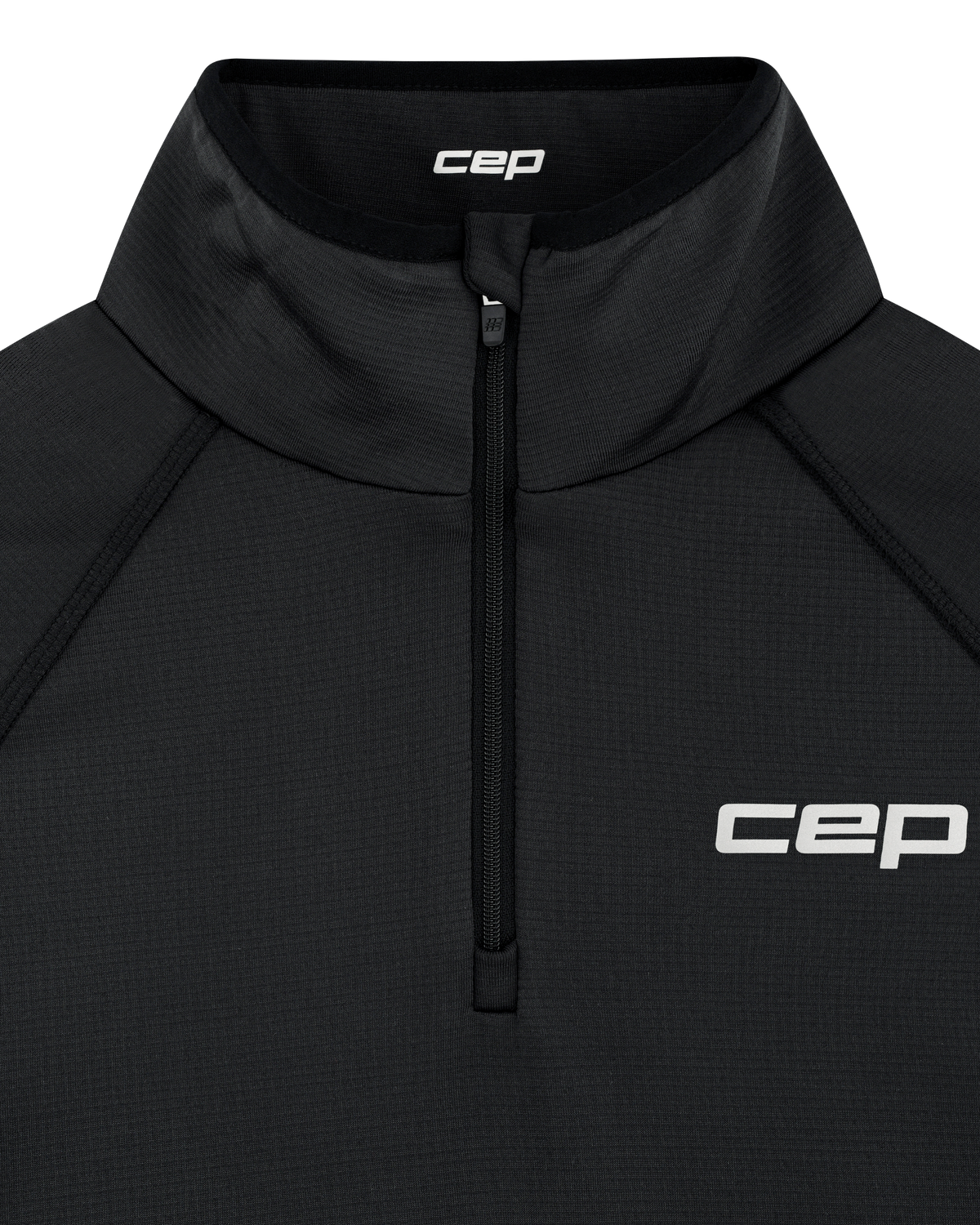 Core Run Thermal Quarter Zip Pullover, Men, Black, close-up detail