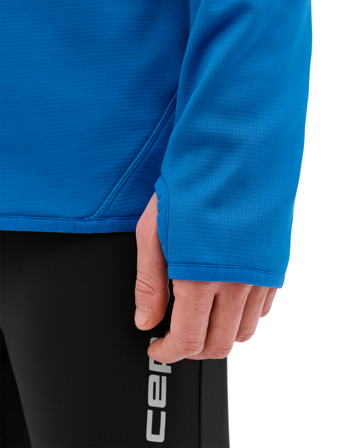 Core Run Thermal Quarter Zip Pullover, Men, Blue, close-up detail