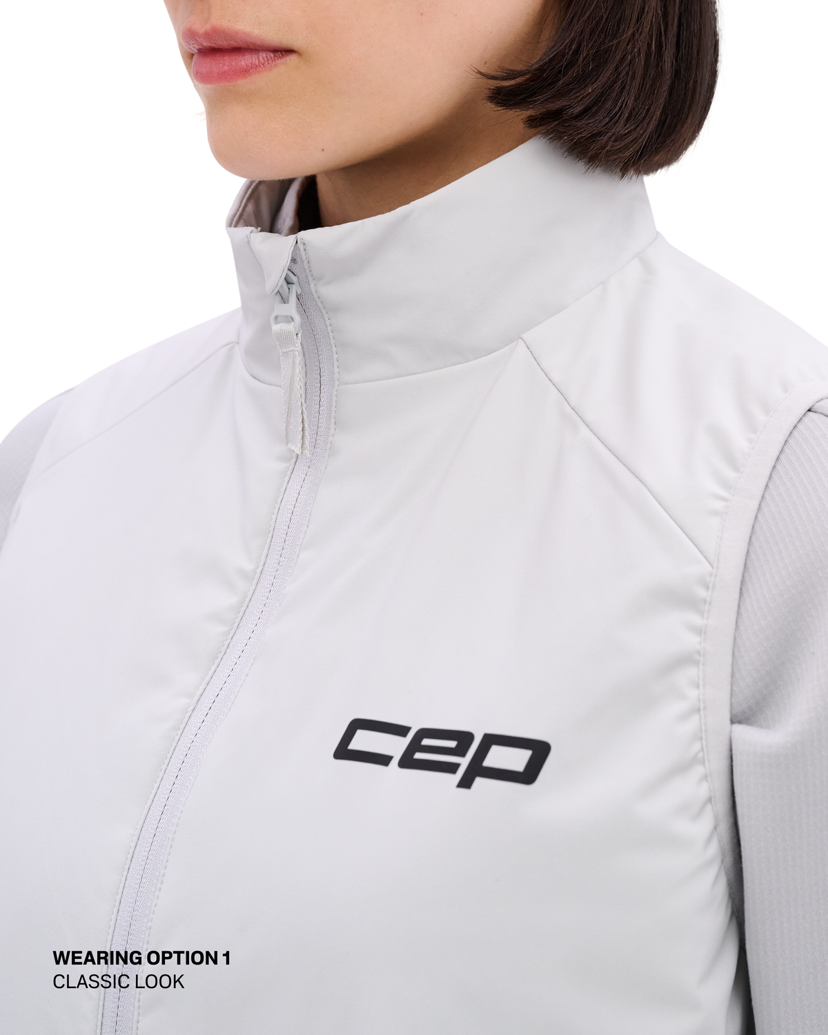 Core Run Thermal Reversible Vest, Women, Light Grey, close-up detail