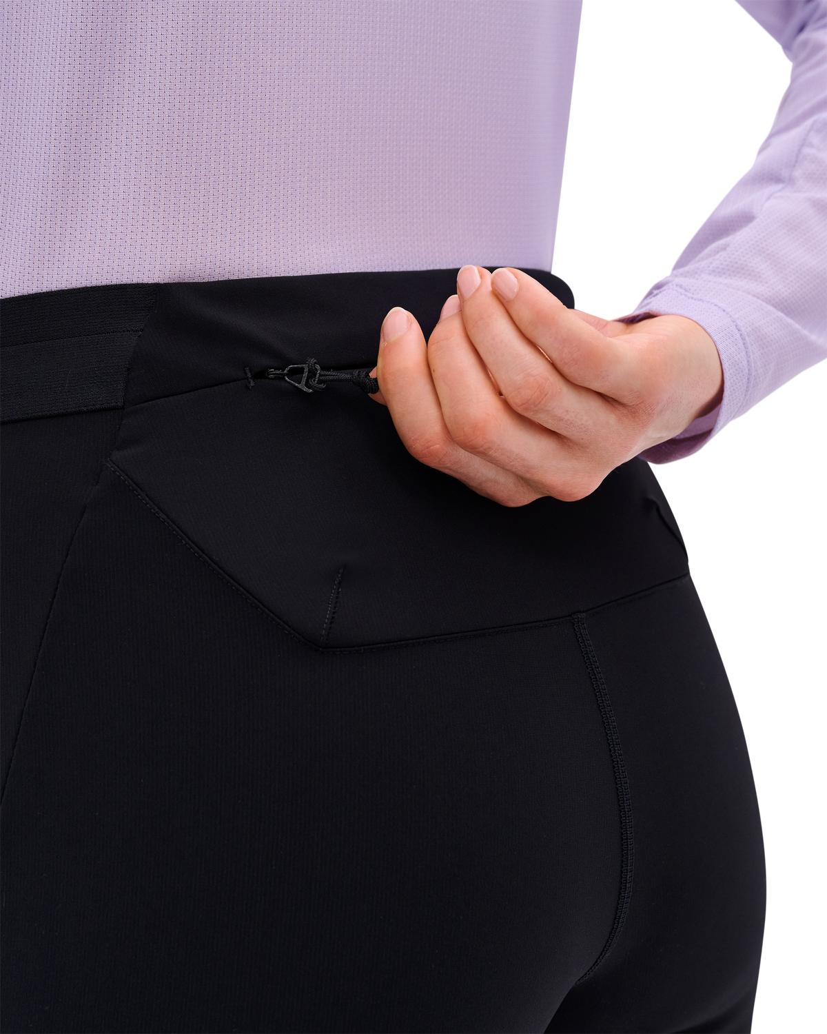 Core Run Thermal Compression Tights, Women, Black, close-up detail