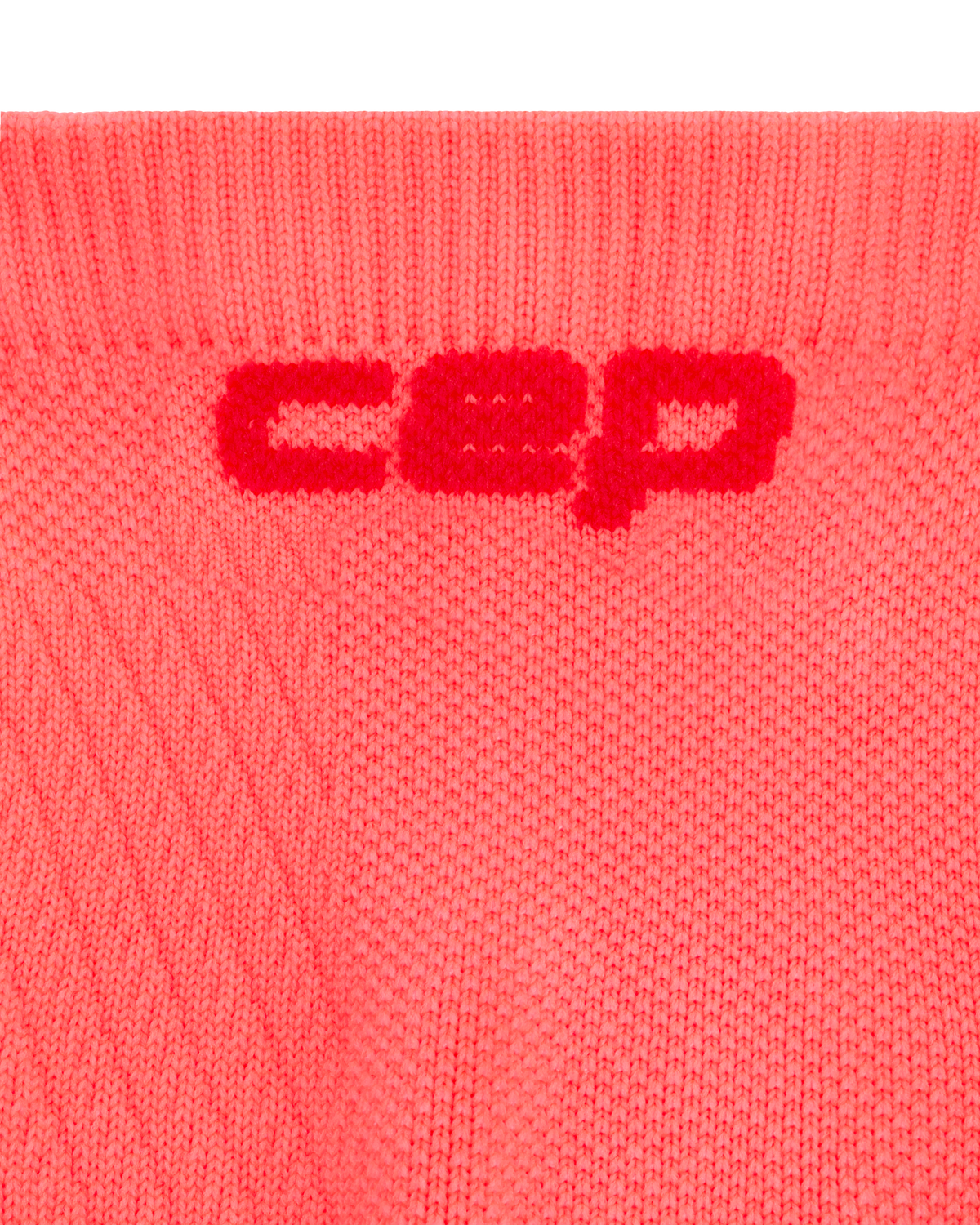 Core Run Ultralight Low Cut Socks, Neon Coral/Red, close-up detail