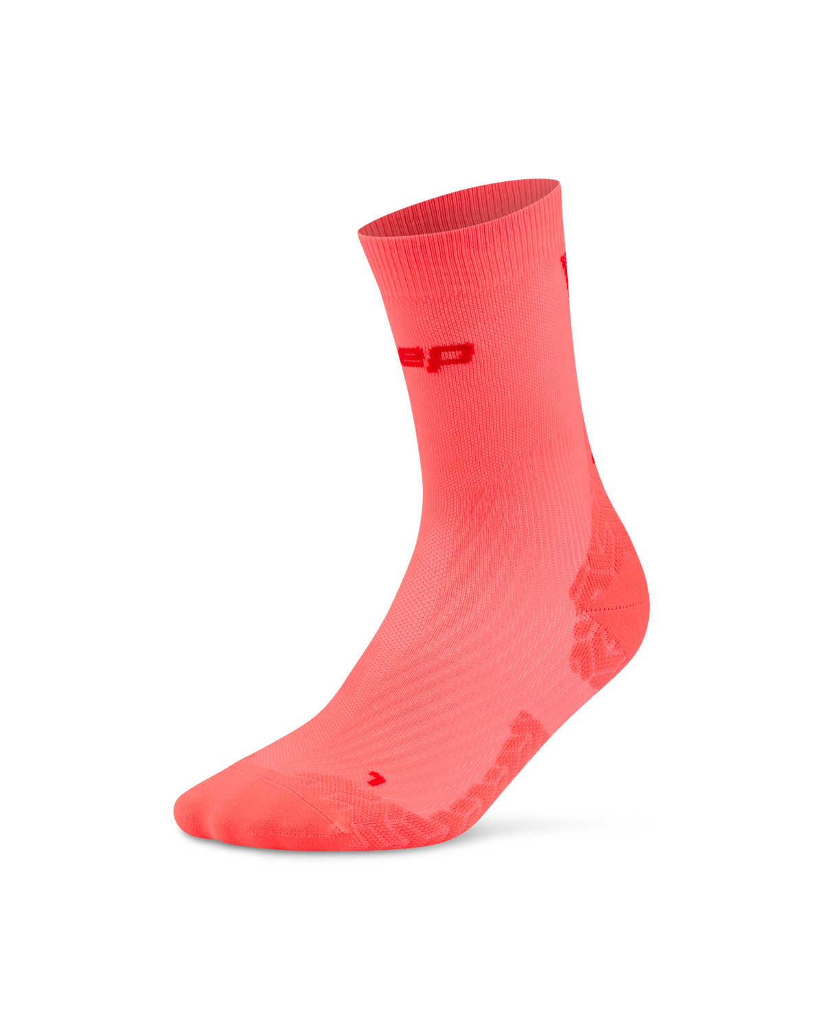 Core Run Ultralight Mid Cut Compression Socks, Neon Coral/Red