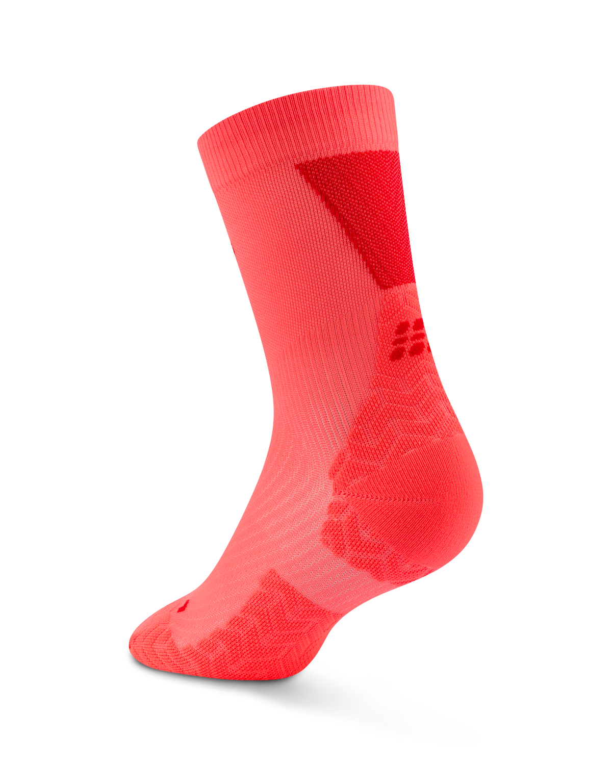 Core Run Ultralight Mid Cut Compression Socks, Neon Coral/Red