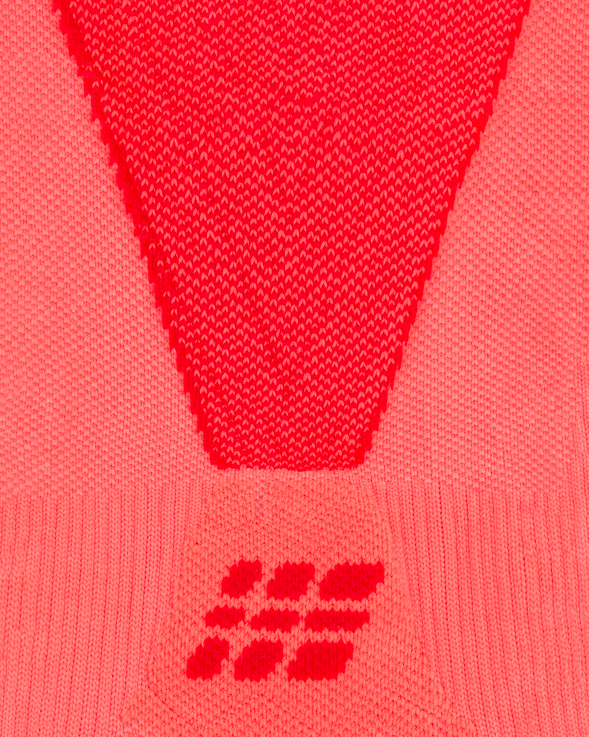 Core Run Ultralight Mid Cut Compression Socks, Neon Coral/Red, close-up detail