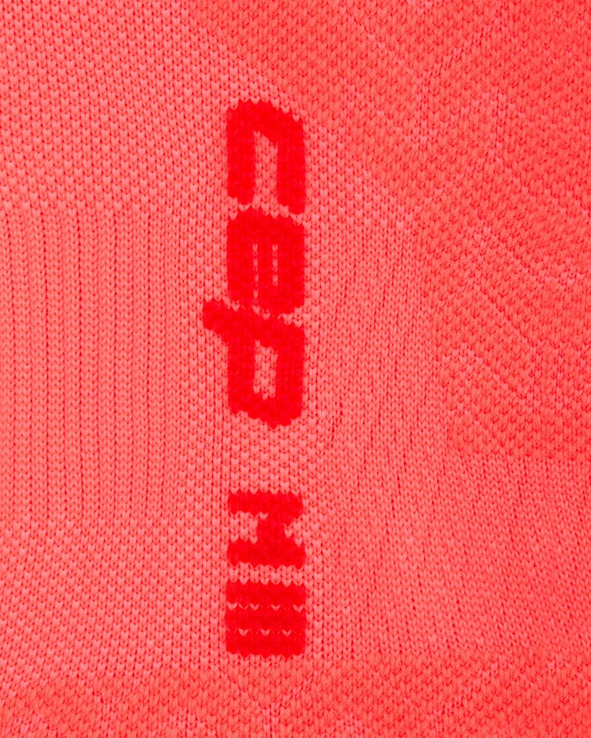 Core Run Ultralight No Show Socks, Neon Coral/Red, close-up detail