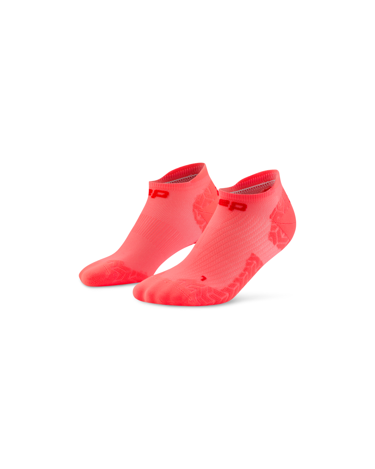 Core Run Ultralight No Show Socks, Neon Coral/Red