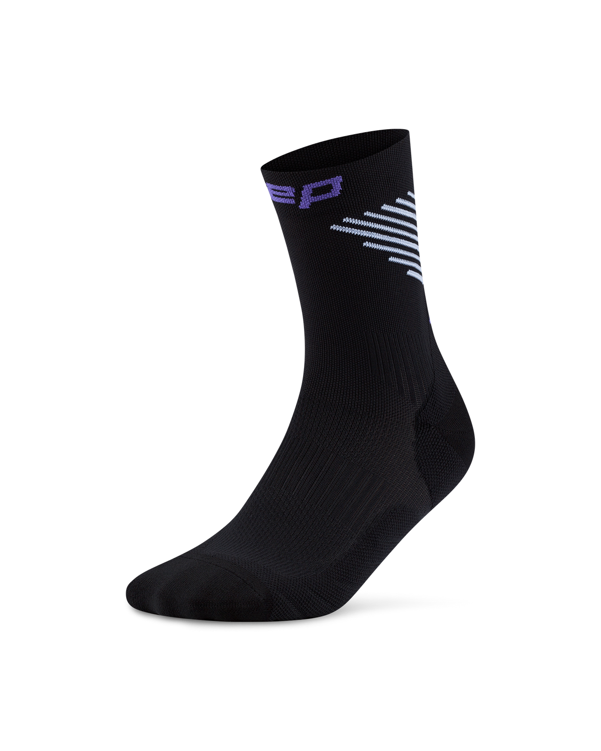 Core Run Vertical Mid Cut Compression Socks, Black/Lime/Purple