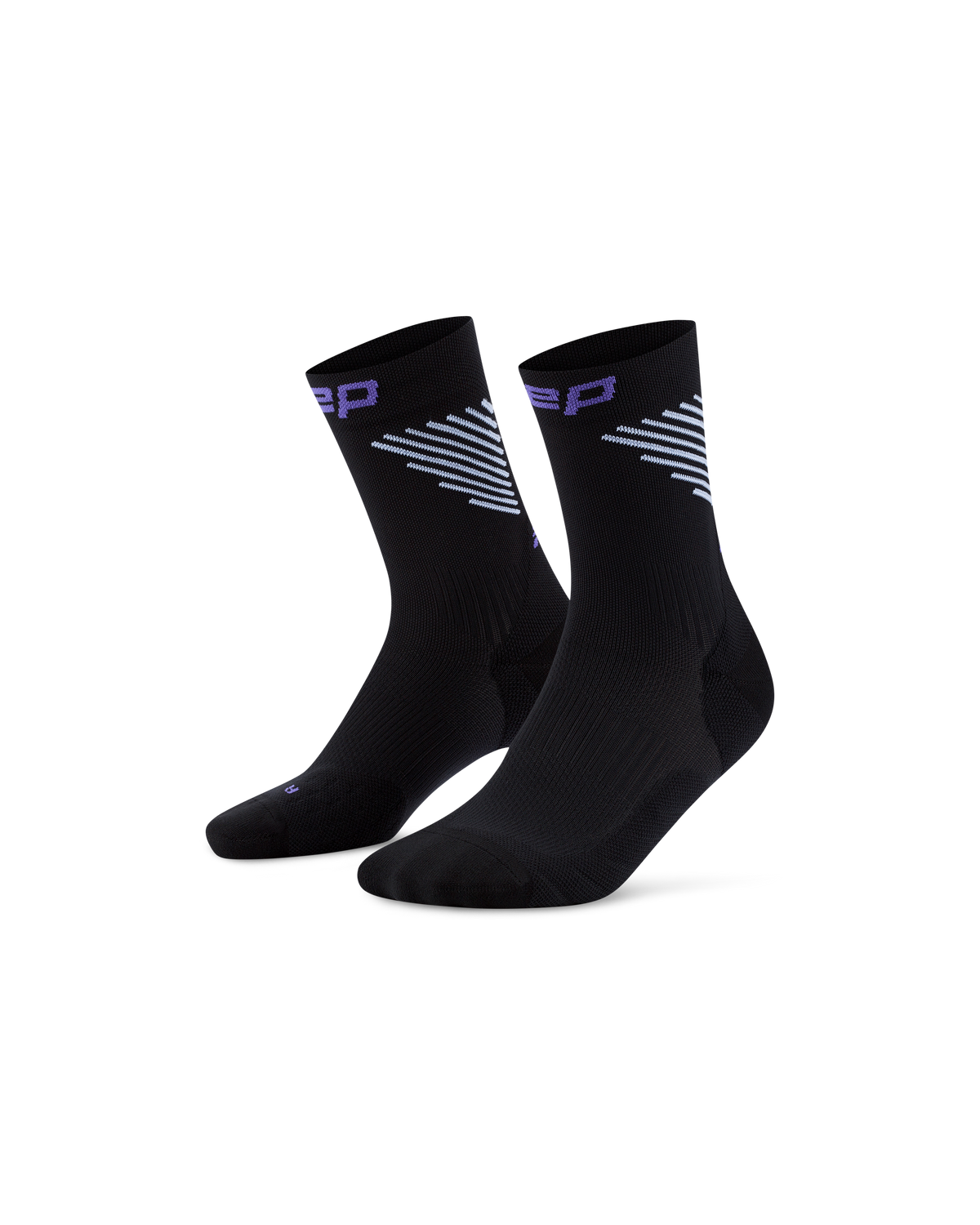 Core Run Vertical Mid Cut Compression Socks, Black/Lime/Purple
