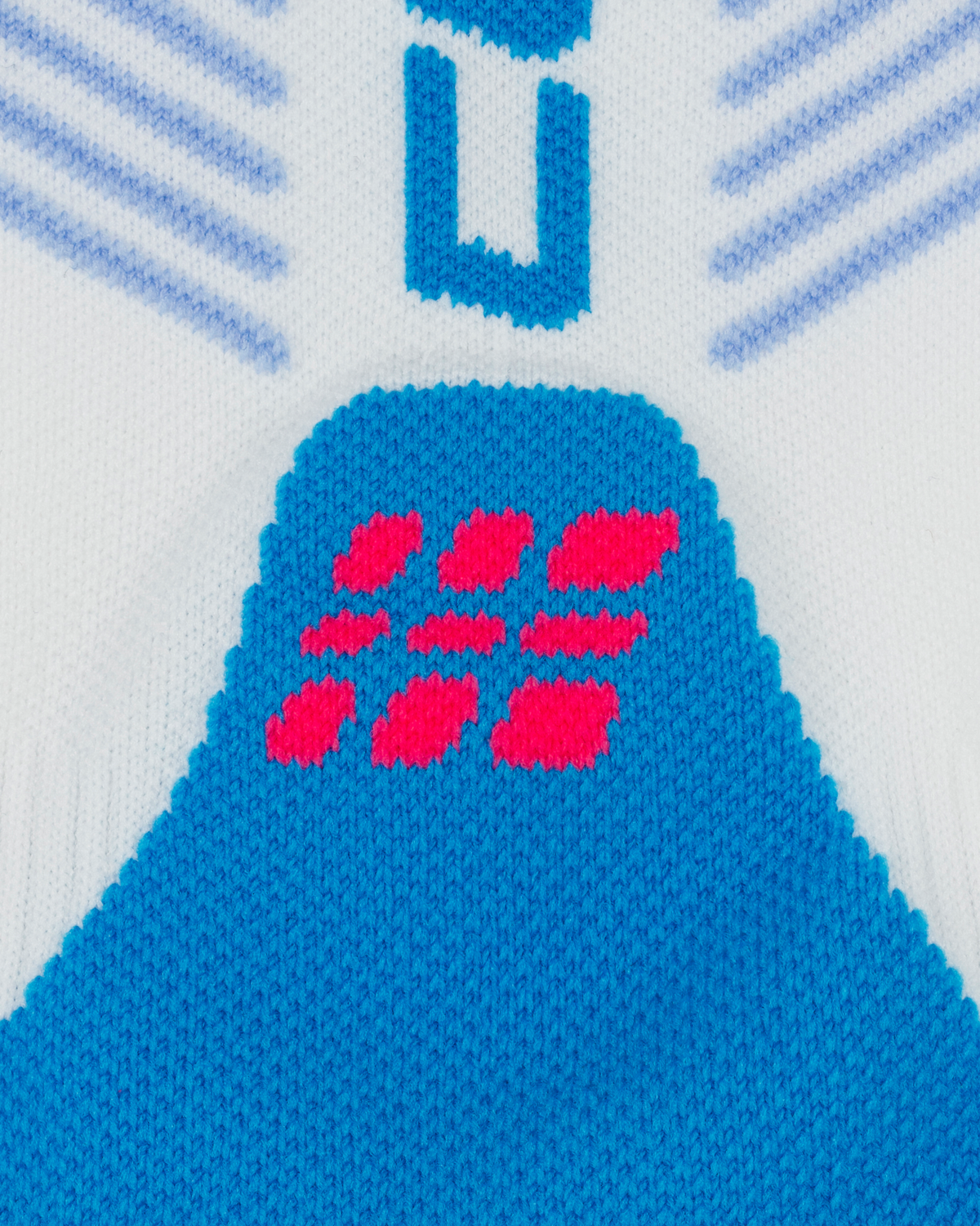 Core Run Vertical Mid Cut Compression Socks, White/Blue/Pink, close-up detail