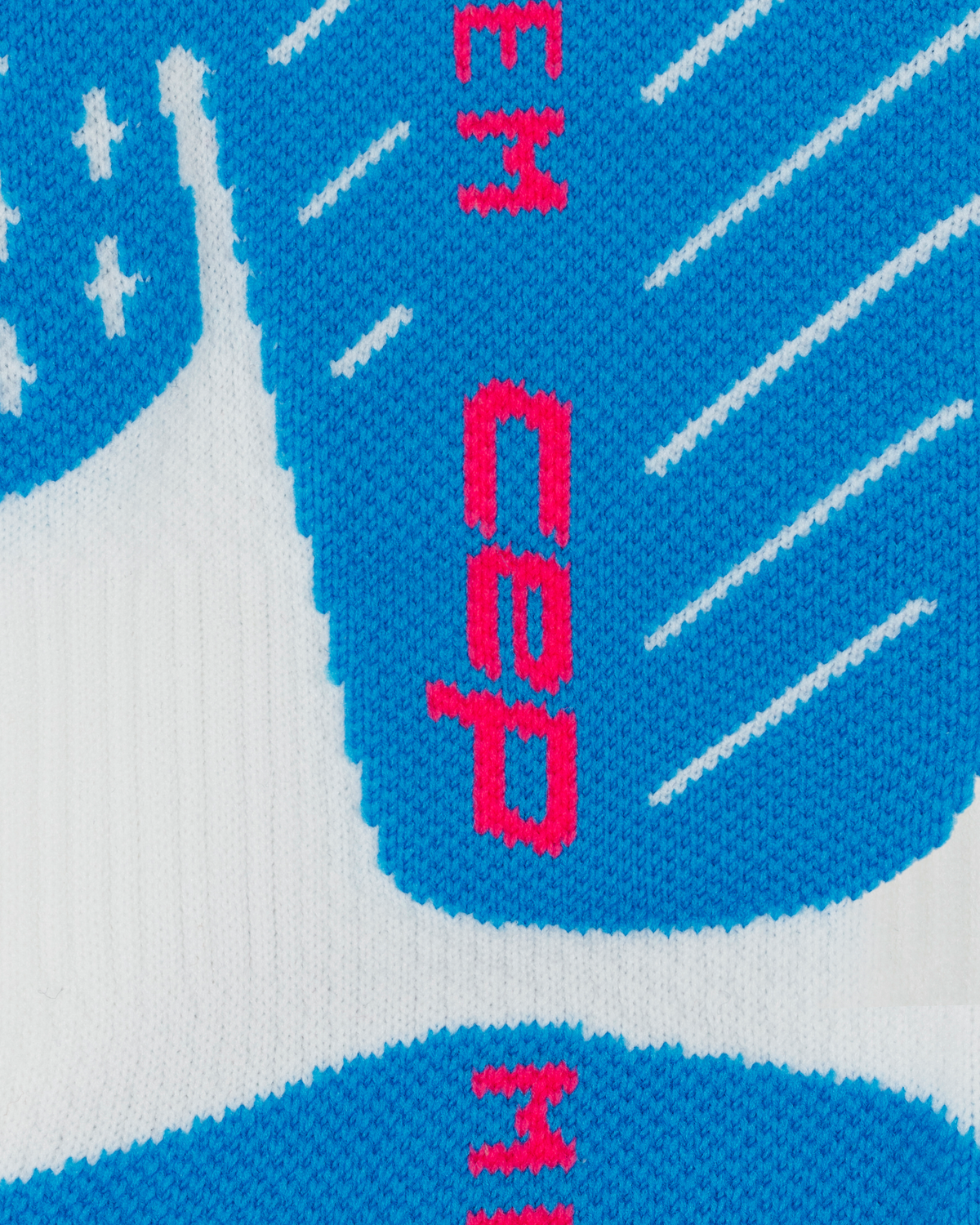 Core Run Vertical Mid Cut Compression Socks, White/Blue/Pink, close-up detail
