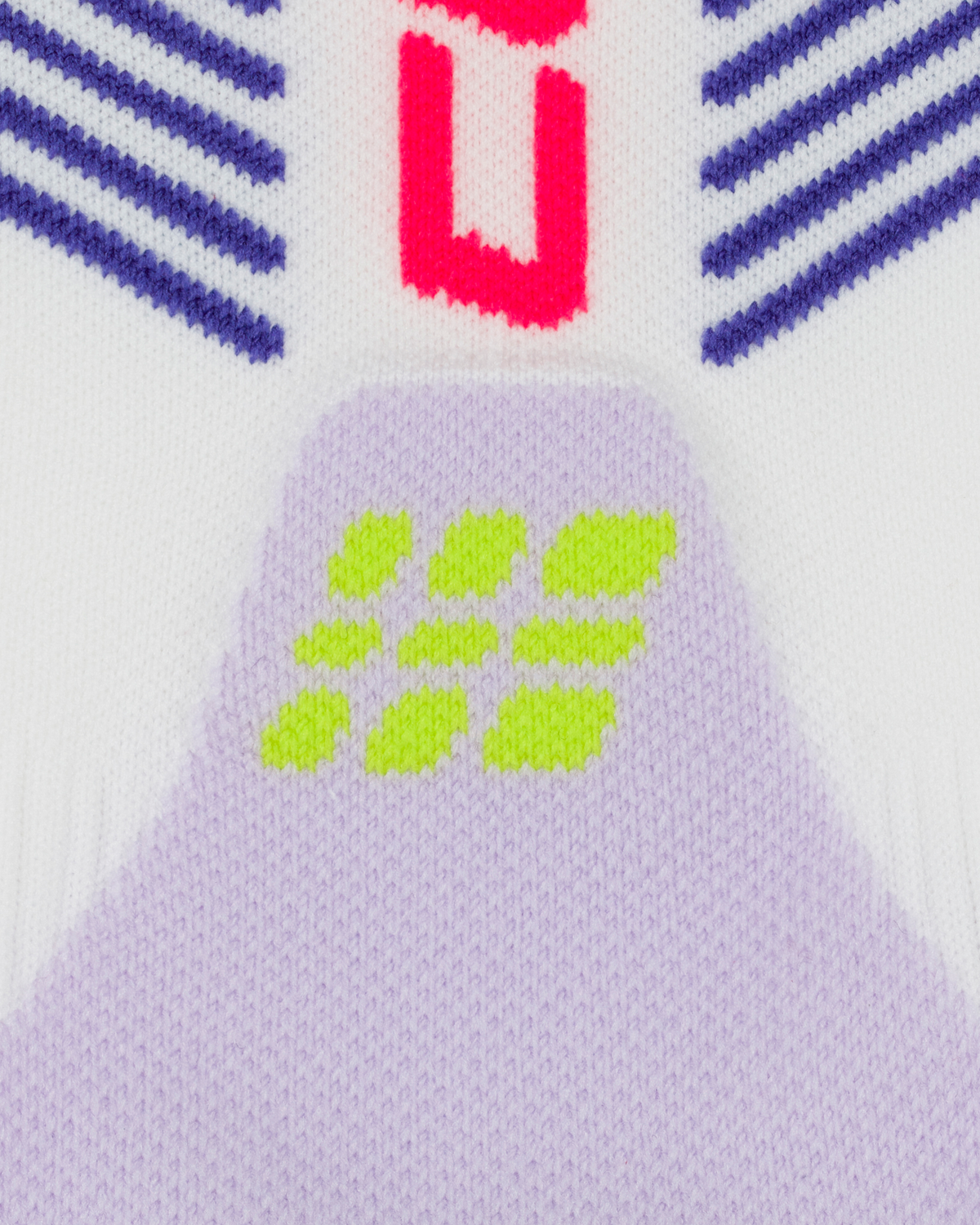 Core Run Vertical Mid Cut Compression Socks, White/Lilac/Lime, close-up detail
