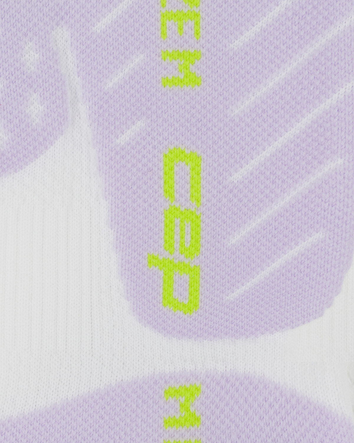 Core Run Vertical Mid Cut Compression Socks, White/Lilac/Lime, close-up detail