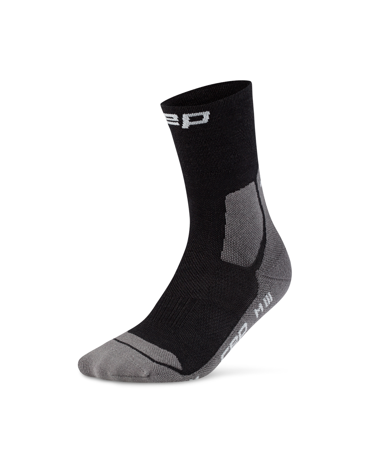 Hiking Light Cushion Mid Cut Compression Socks, Black/Grey