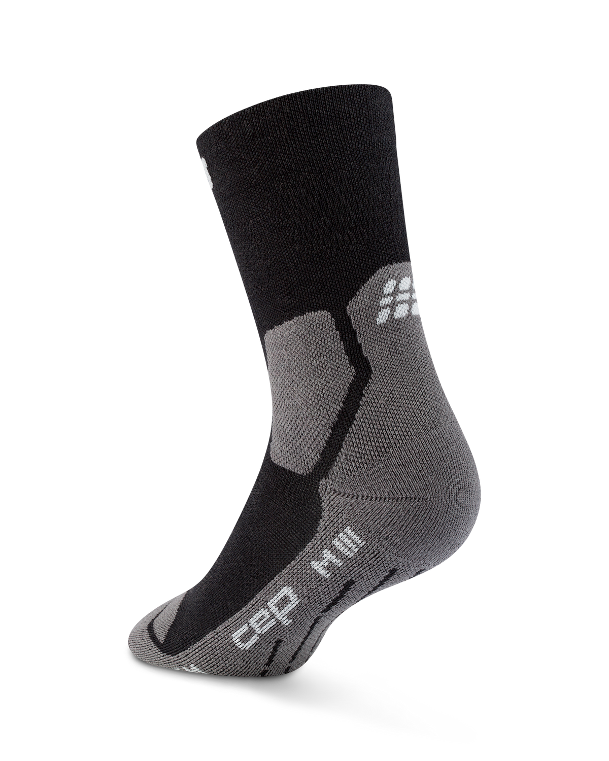 Hiking Light Cushion Mid Cut Compression Socks, Black/Grey