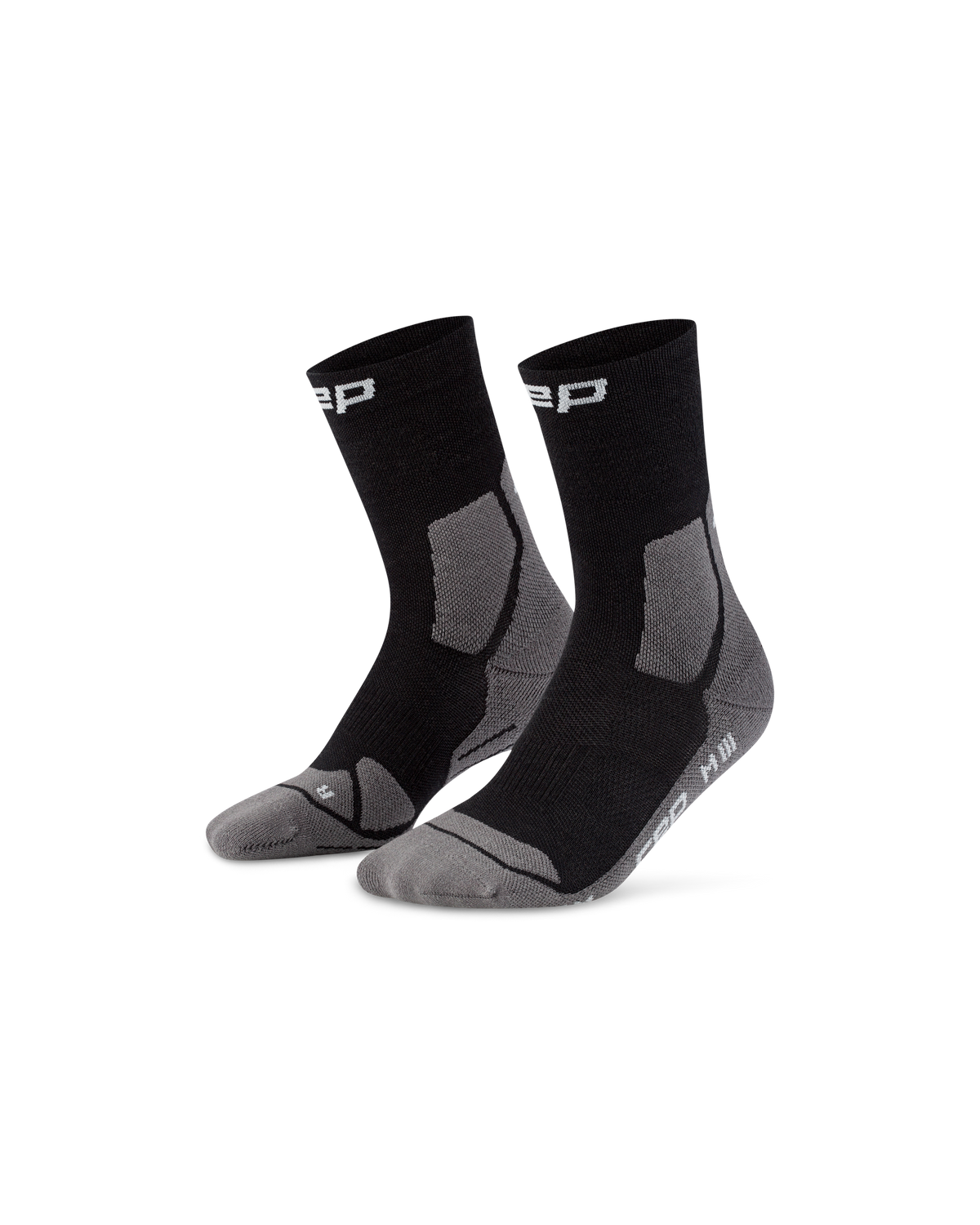 Hiking Light Cushion Mid Cut Compression Socks, Black/Grey