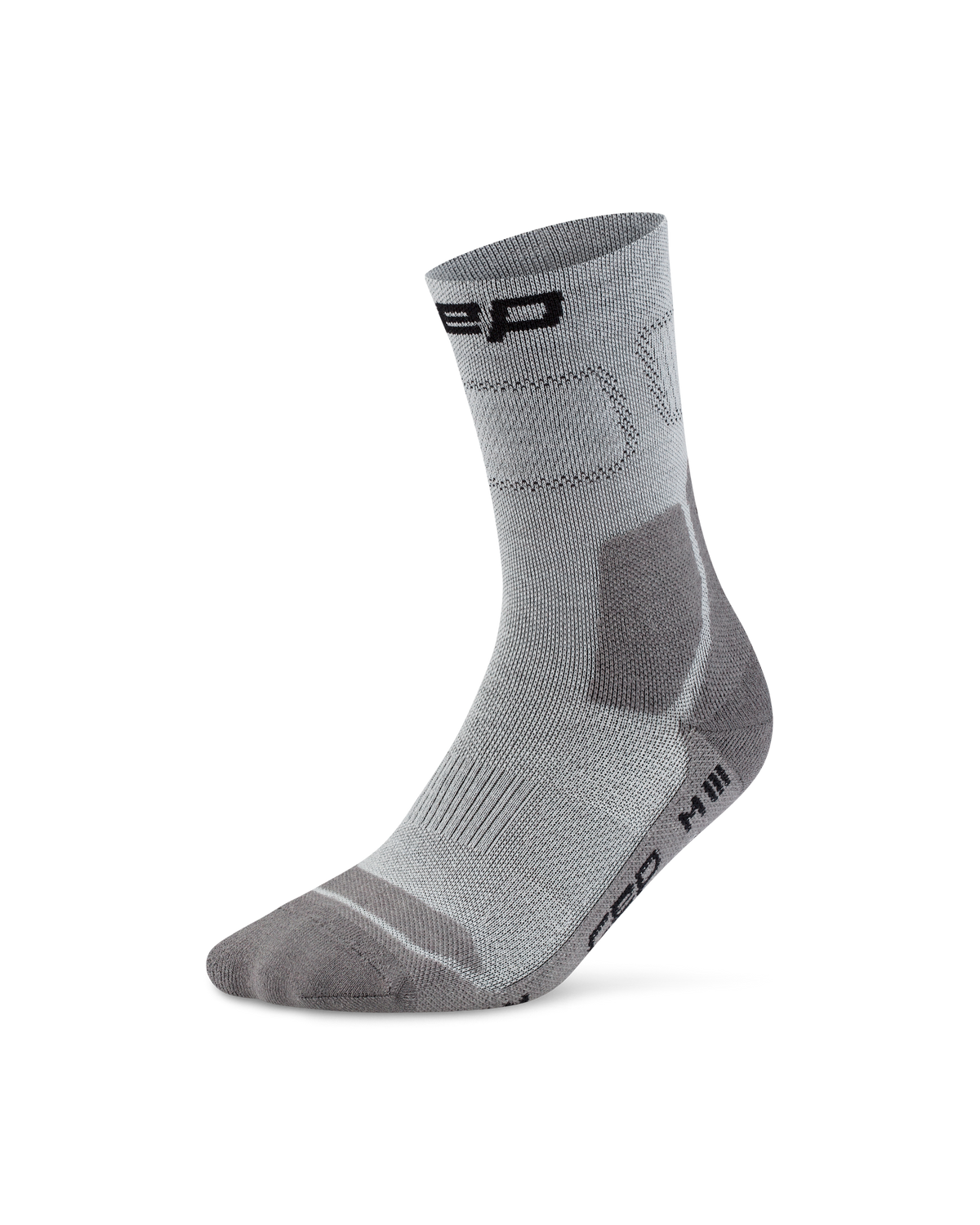 Hiking Light Cushion Mid Cut Compression Socks, Grey/Dark Grey