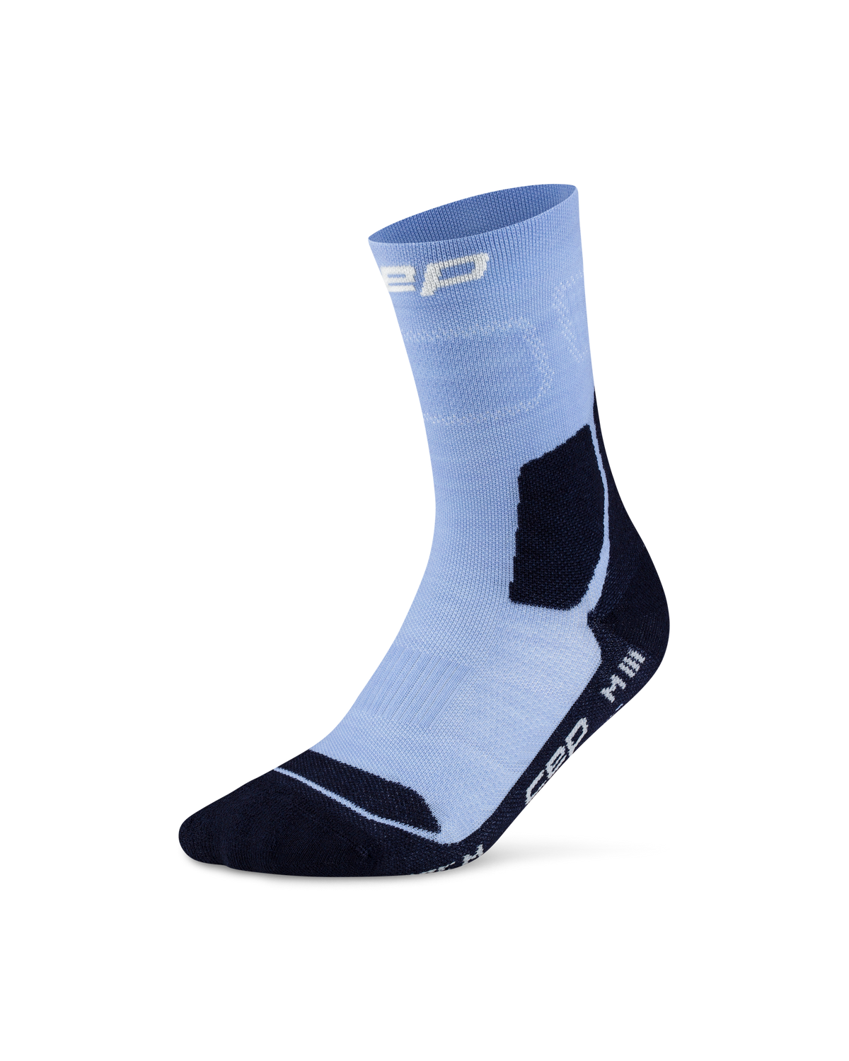 Hiking Light Cushion Mid Cut Compression Socks, Light Blue/Dark Blue