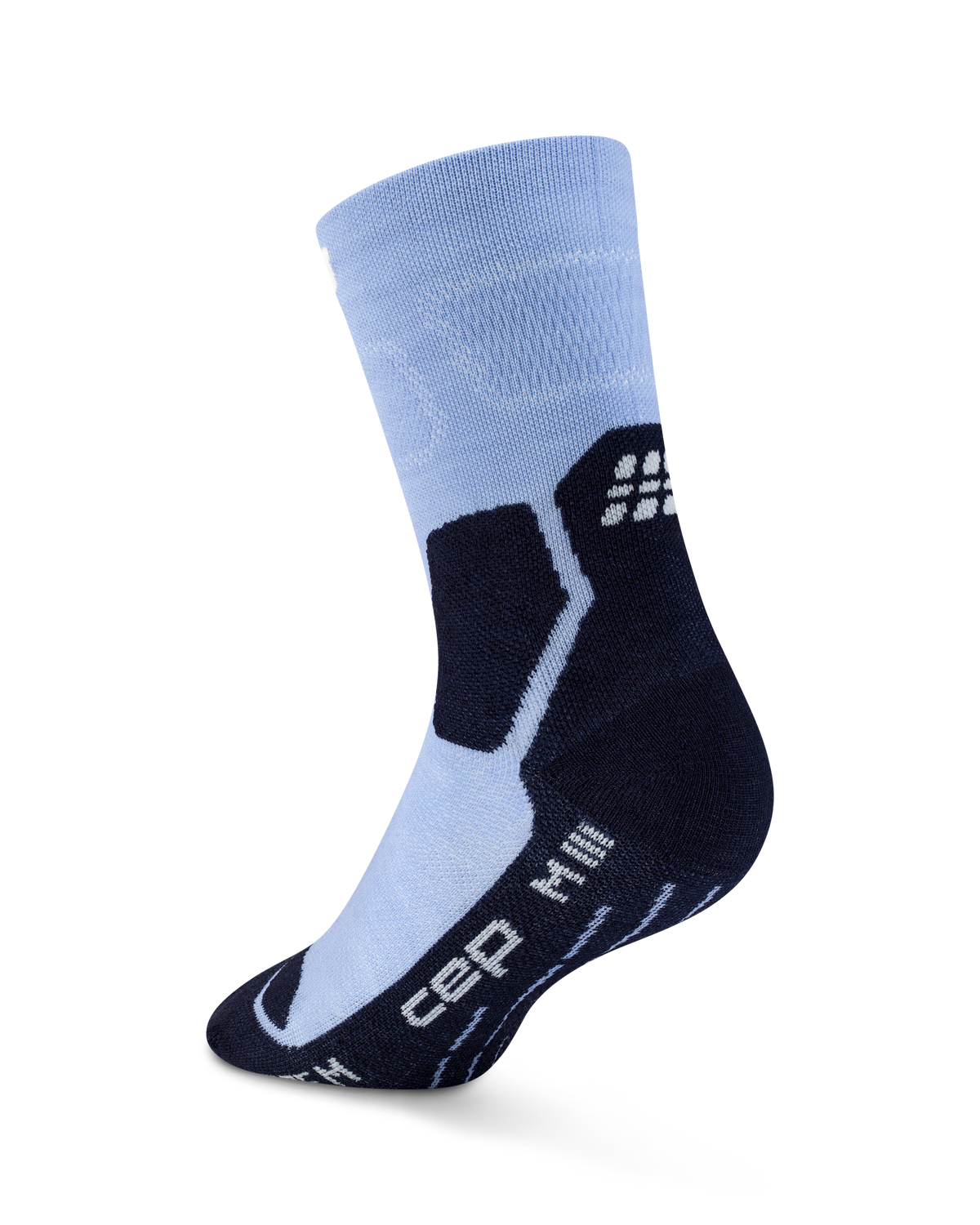 Hiking Light Cushion Mid Cut Compression Socks, Light Blue/Dark Blue