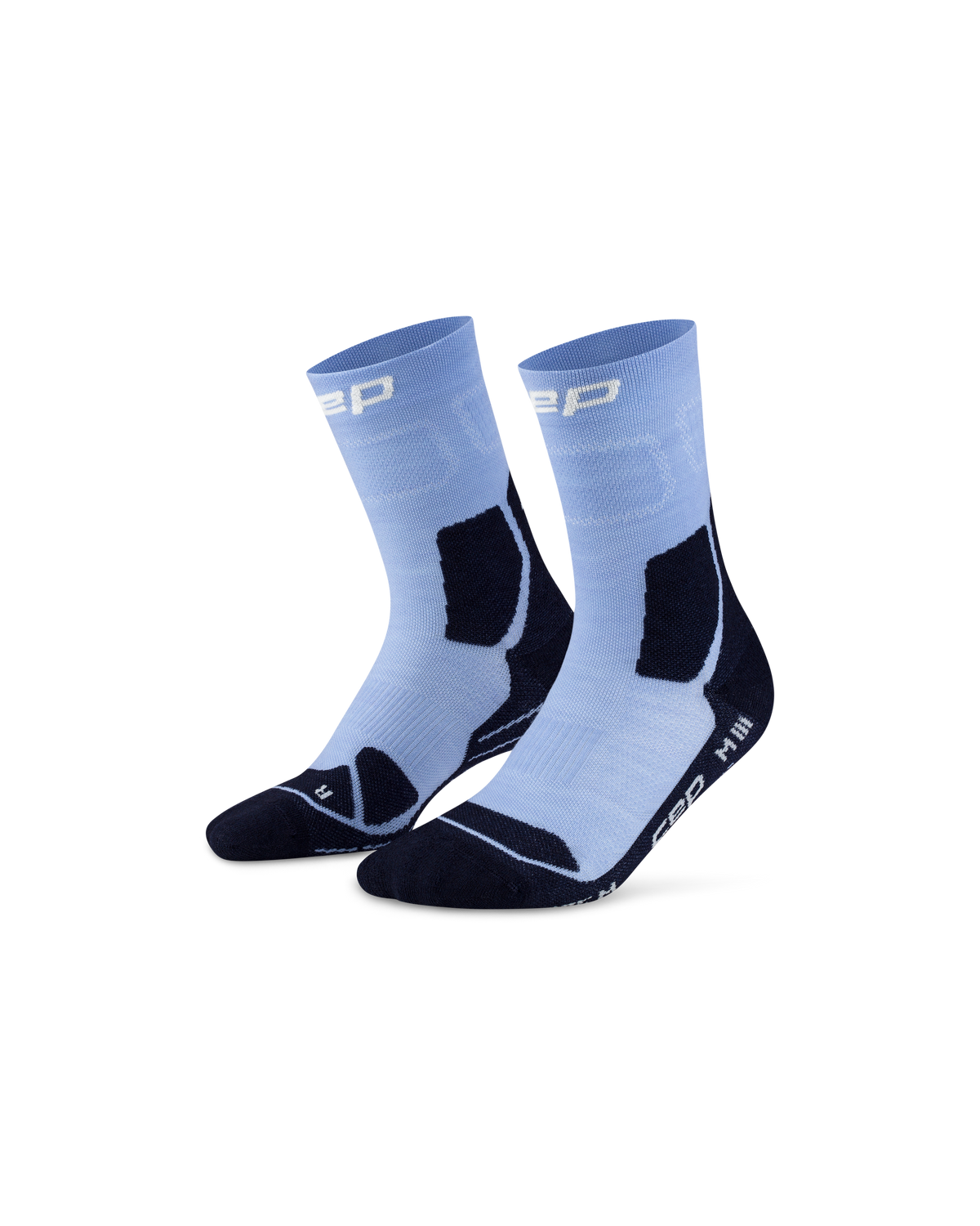 Hiking Light Cushion Mid Cut Compression Socks, Light Blue/Dark Blue