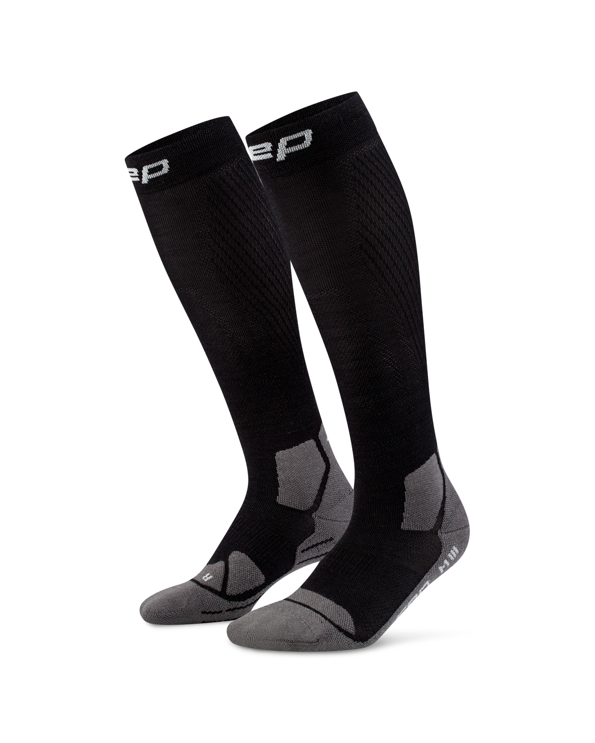 Hiking Light Cushion Tall Compression Socks, Men, Black/Grey