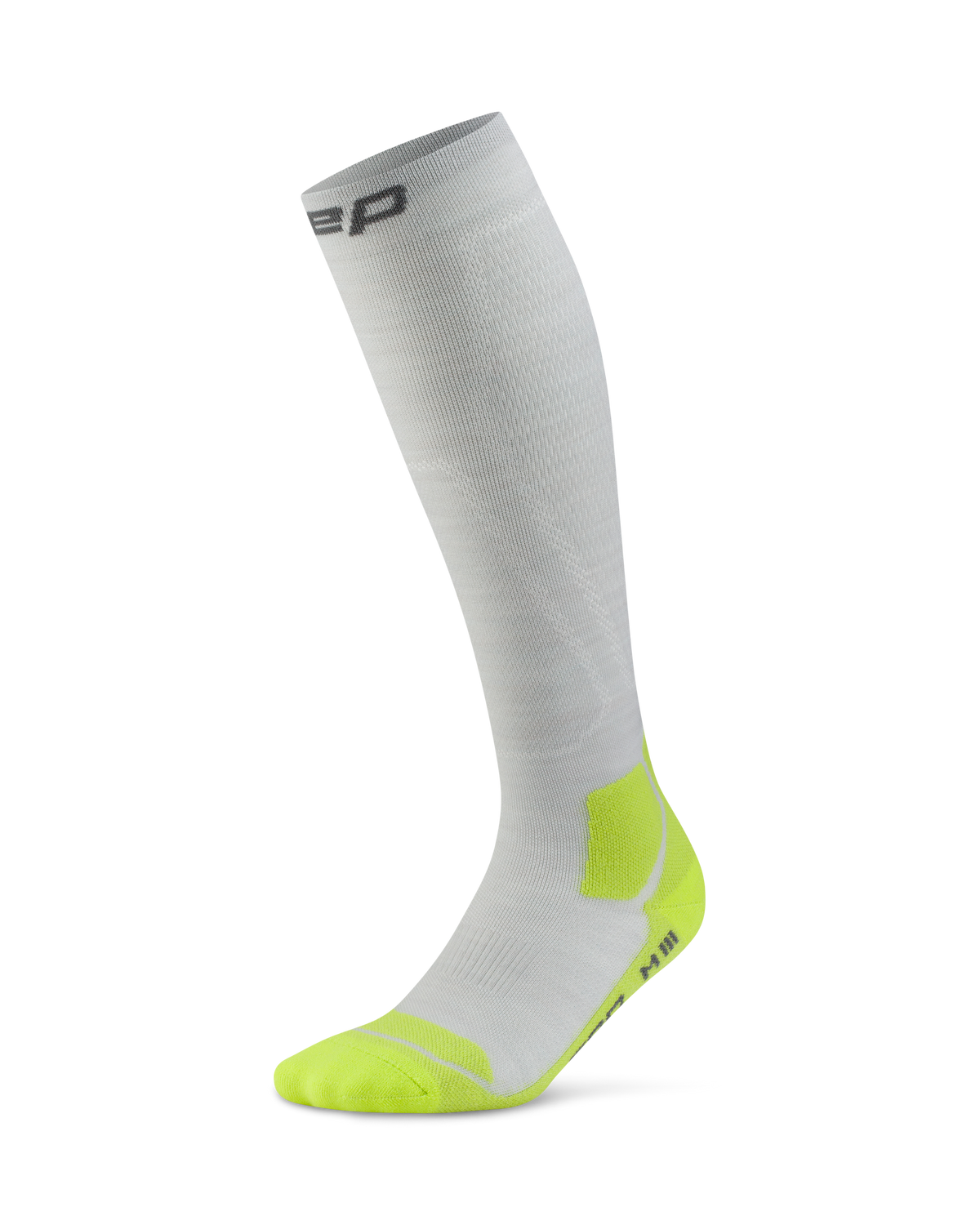 Hiking Light Cushion Tall Compression Socks, Men, Light Grey/Acid Lime