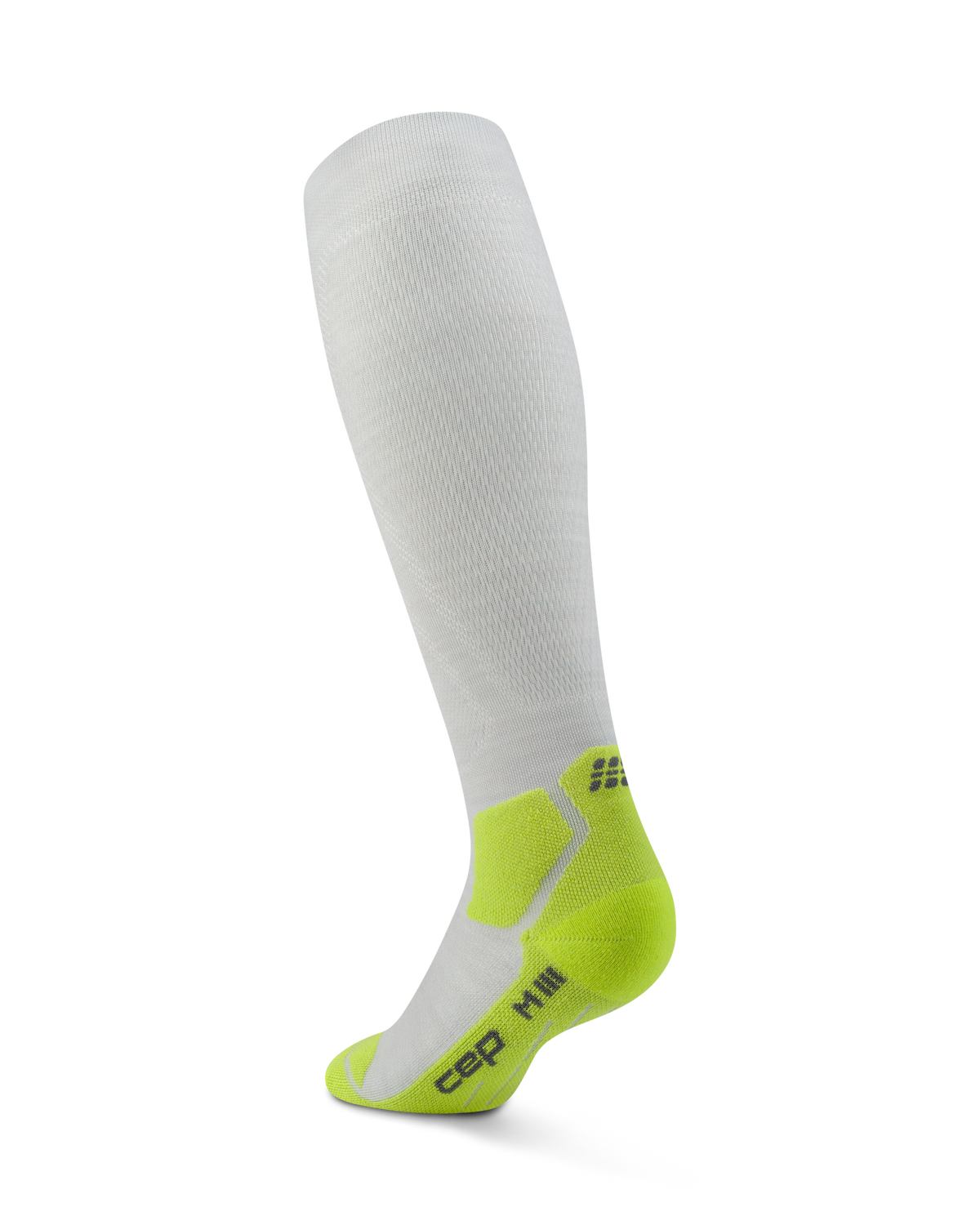 Hiking Light Cushion Tall Compression Socks, Men, Light Grey/Acid Lime