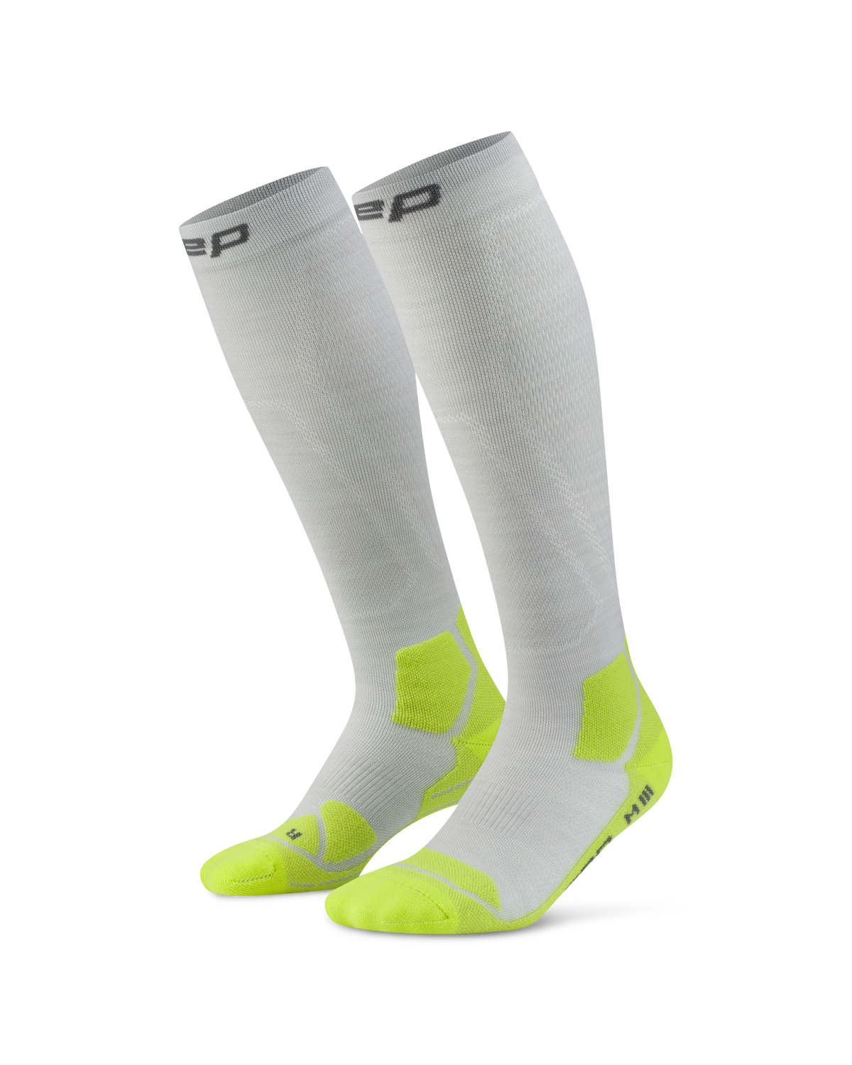 Hiking Light Cushion Tall Compression Socks, Men, Light Grey/Acid Lime