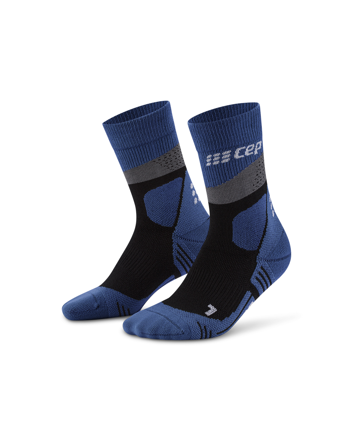 Hiking Max Cushion Mid Cut Compression Socks, Women, Grey/Blue