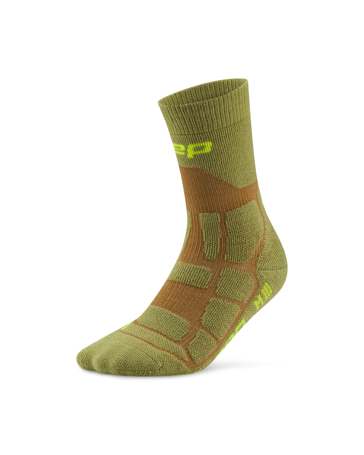 Hiking Max Cushion Mid Cut Compression Socks, Olive/Brown