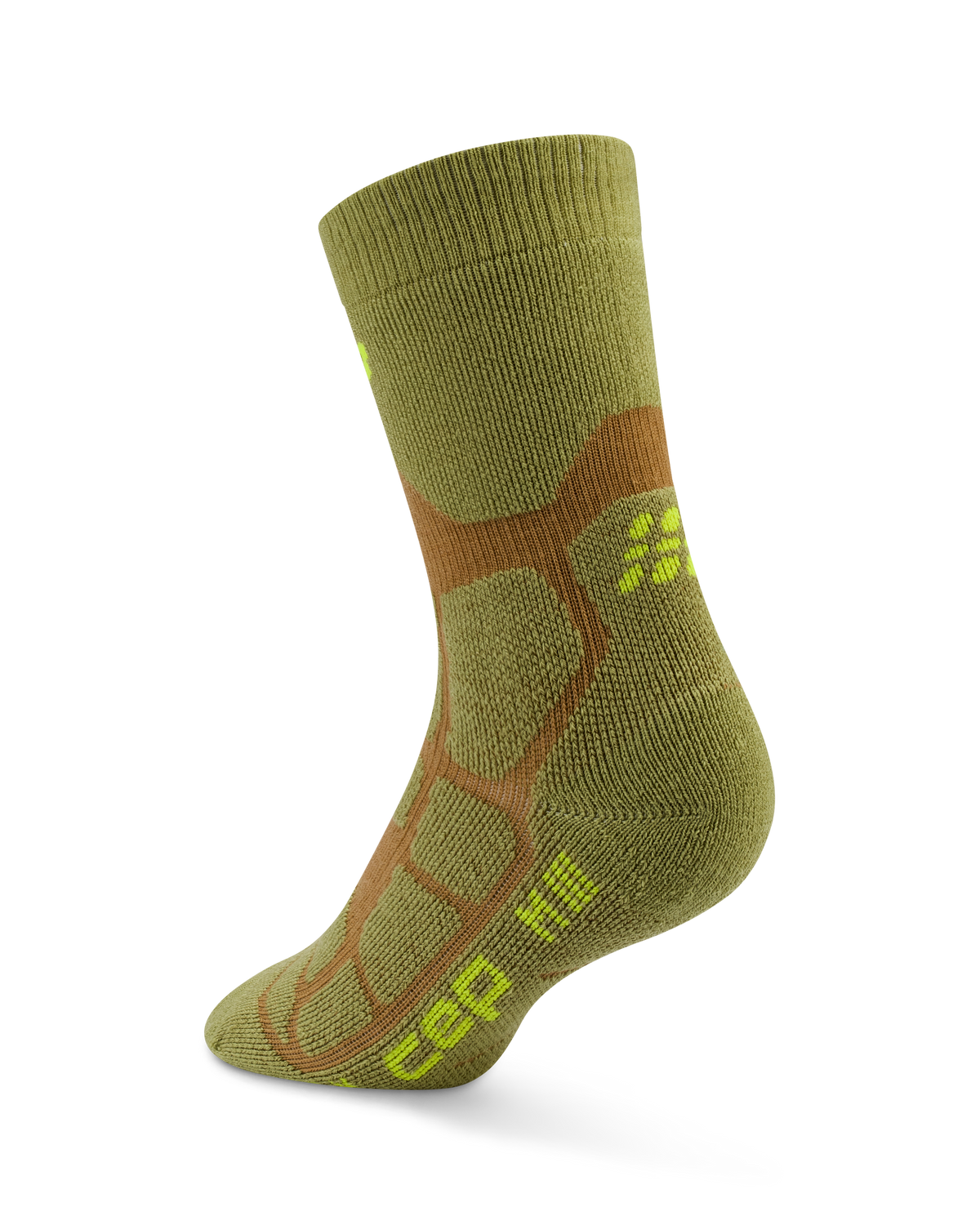 Hiking Max Cushion Mid Cut Compression Socks, Olive/Brown