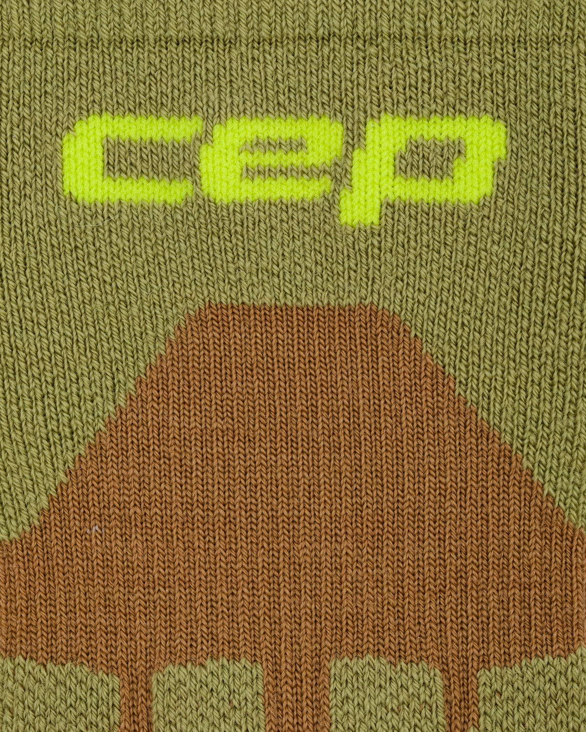 Hiking Max Cushion Mid Cut Compression Socks, Olive/Brown, close-up detail