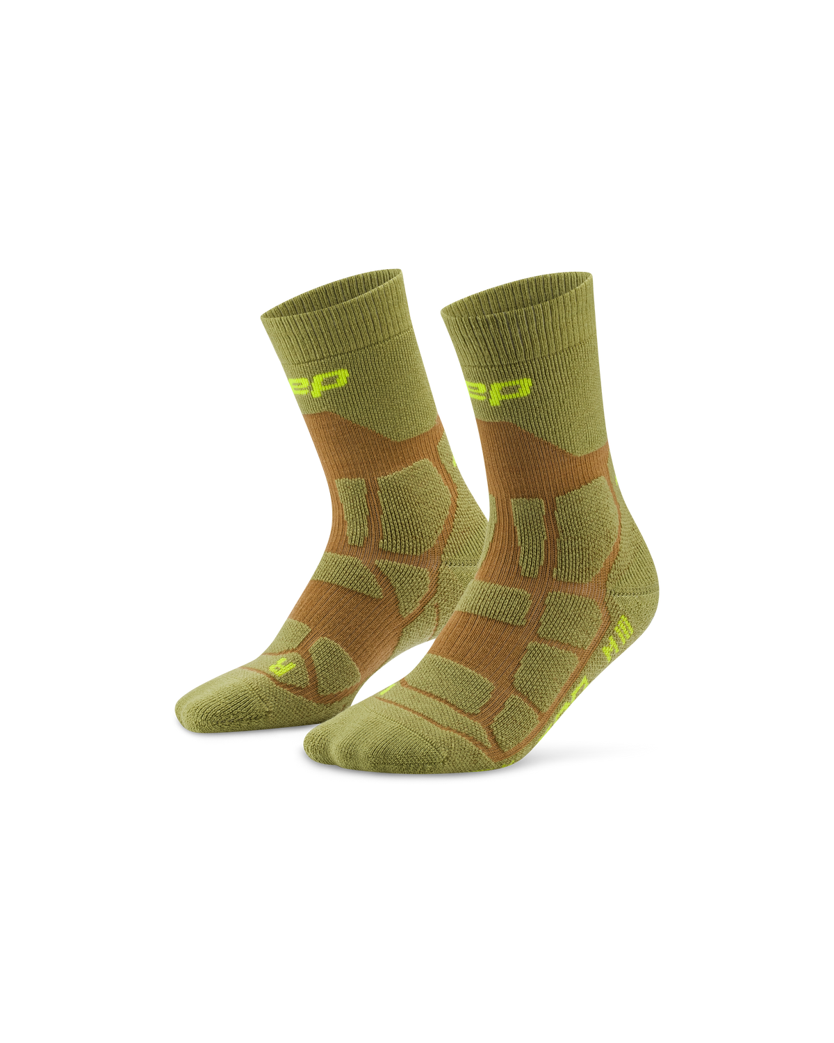 Hiking Max Cushion Mid Cut Compression Socks, Olive/Brown