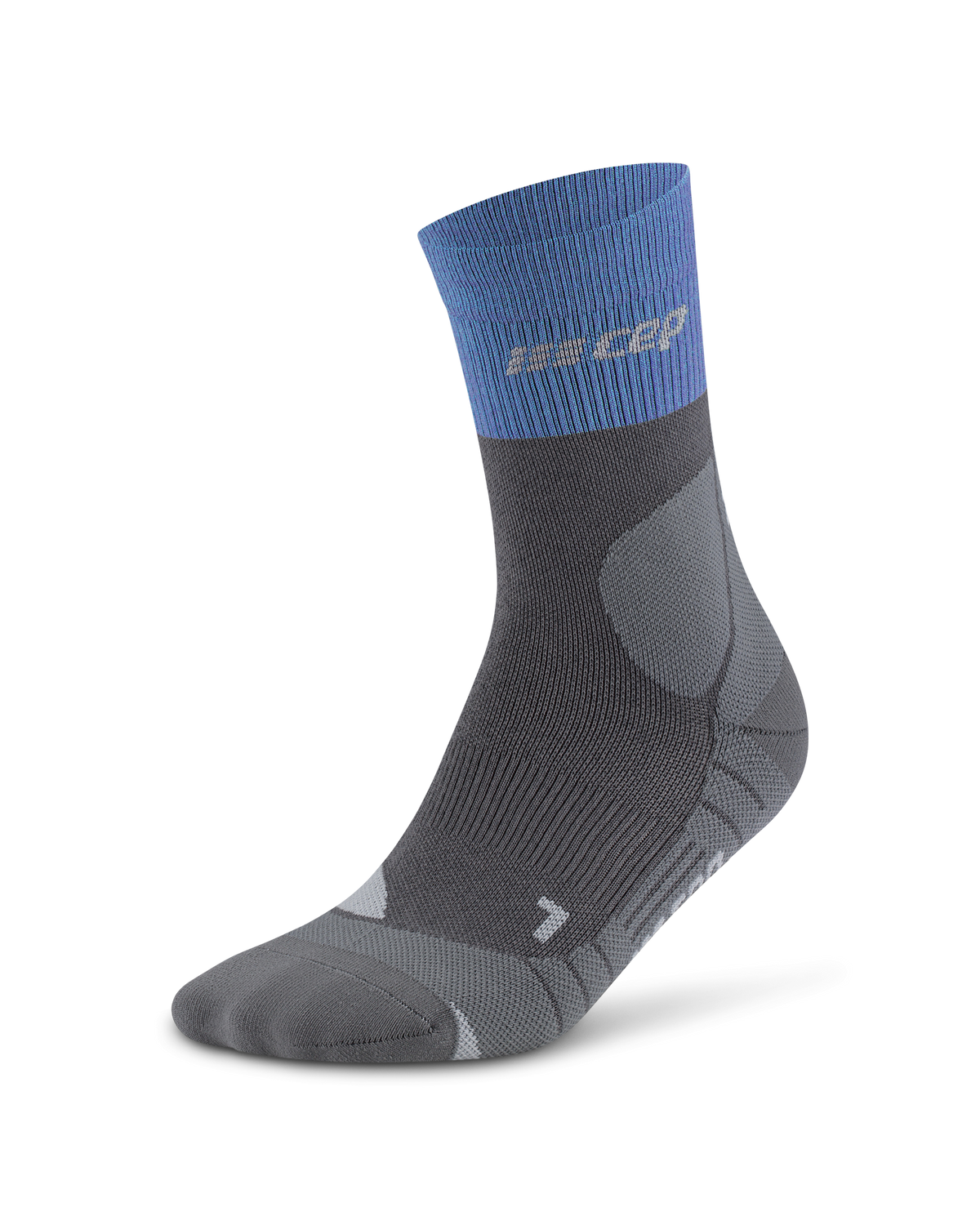 Hiking Merino Mid Cut Compression Socks, Men, Grey/Blue
