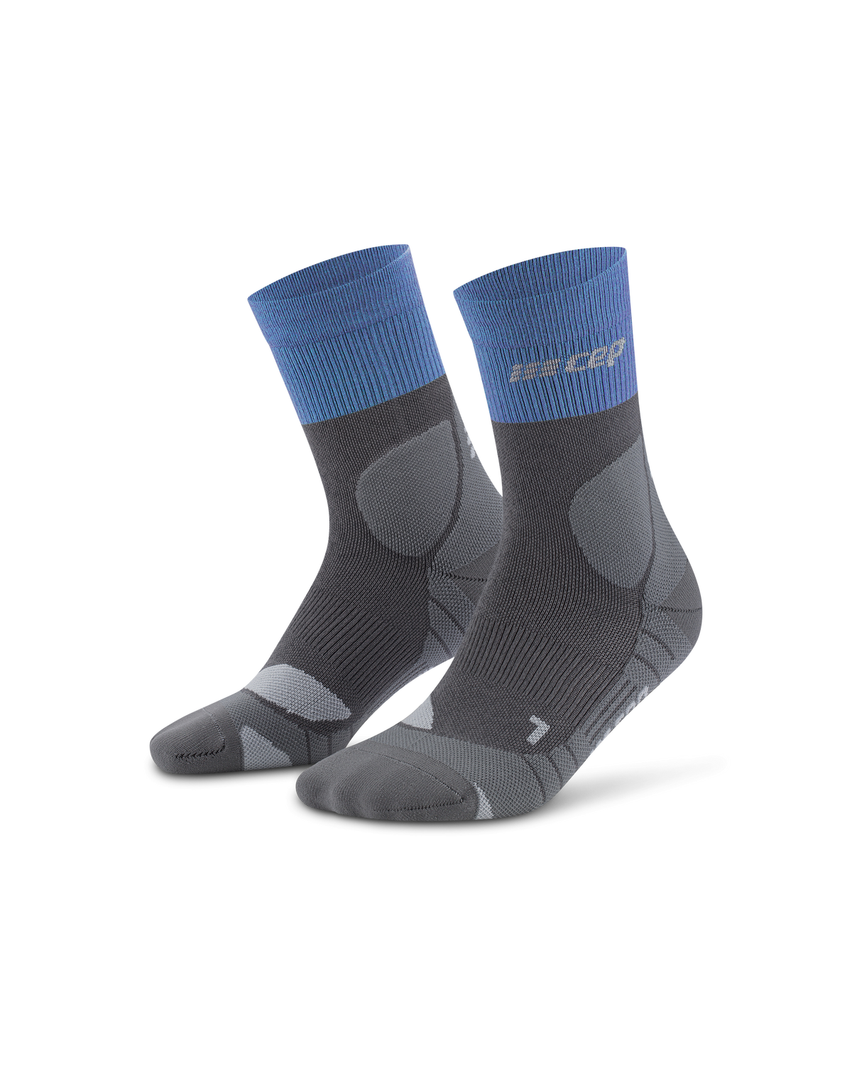 Hiking Merino Mid Cut Compression Socks, Men, Grey/Blue