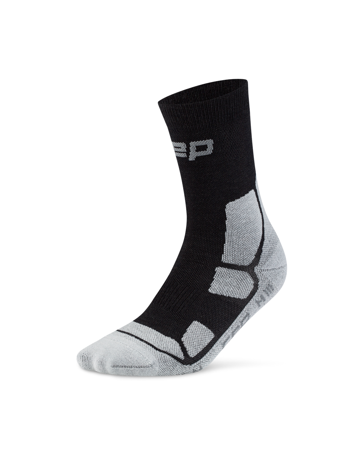 Hiking Mid Cushion Mid Cut Compression Socks, Black/Grey