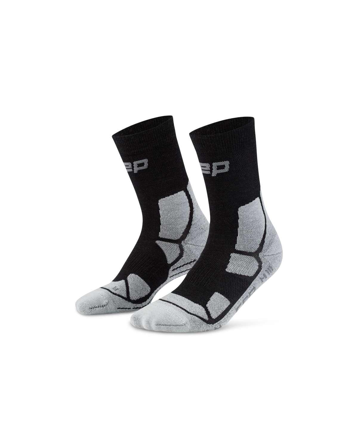 Hiking Mid Cushion Mid Cut Compression Socks, Black/Grey