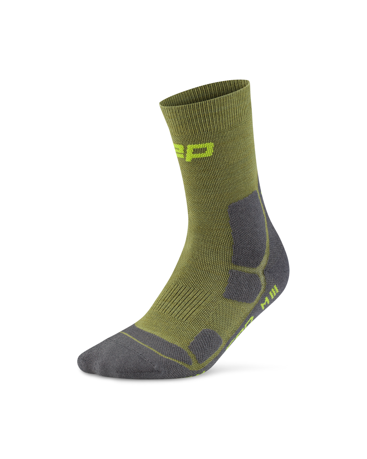 Hiking Mid Cushion Mid Cut Compression Socks, Olive/Grey