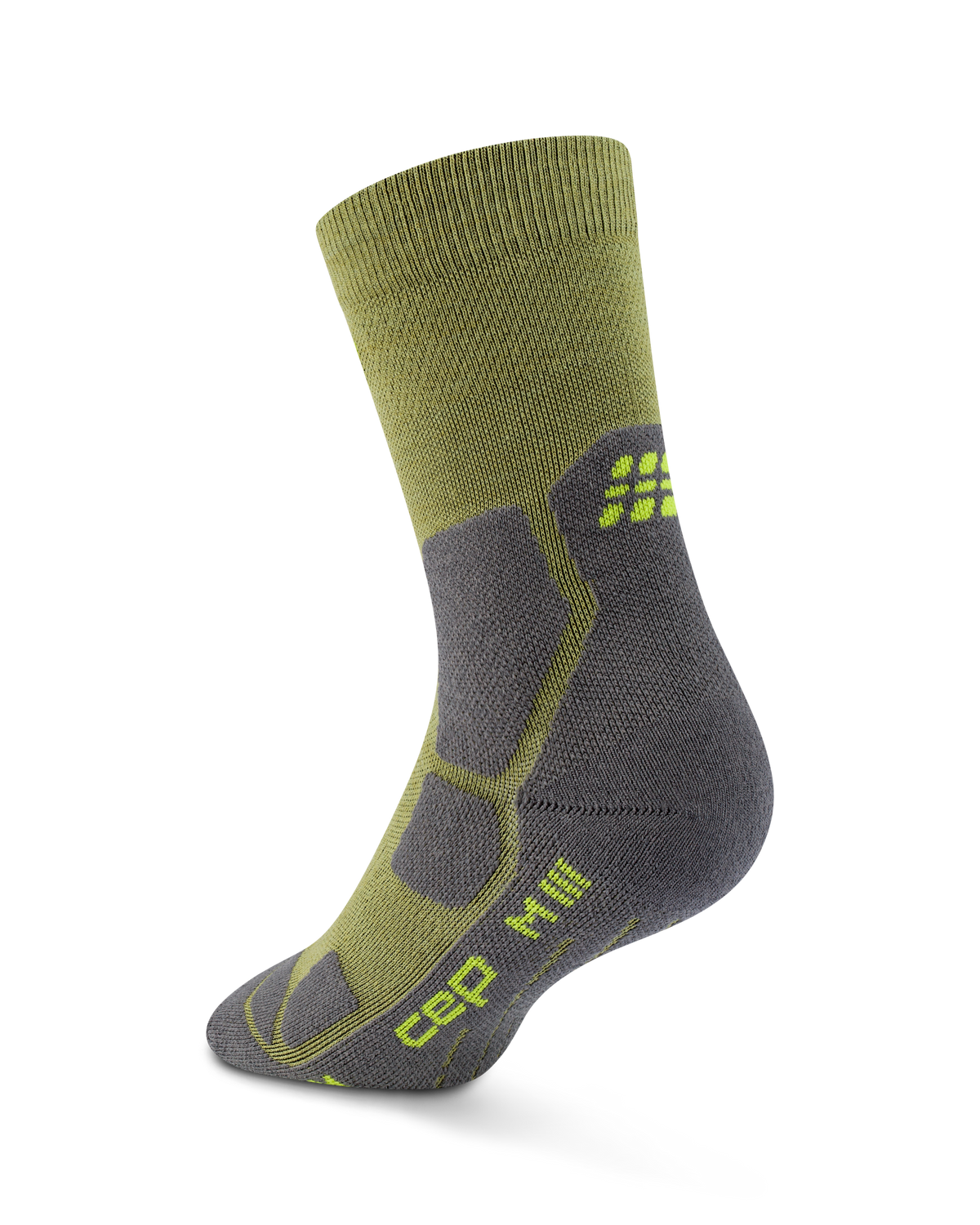 Hiking Mid Cushion Mid Cut Compression Socks, Olive/Grey