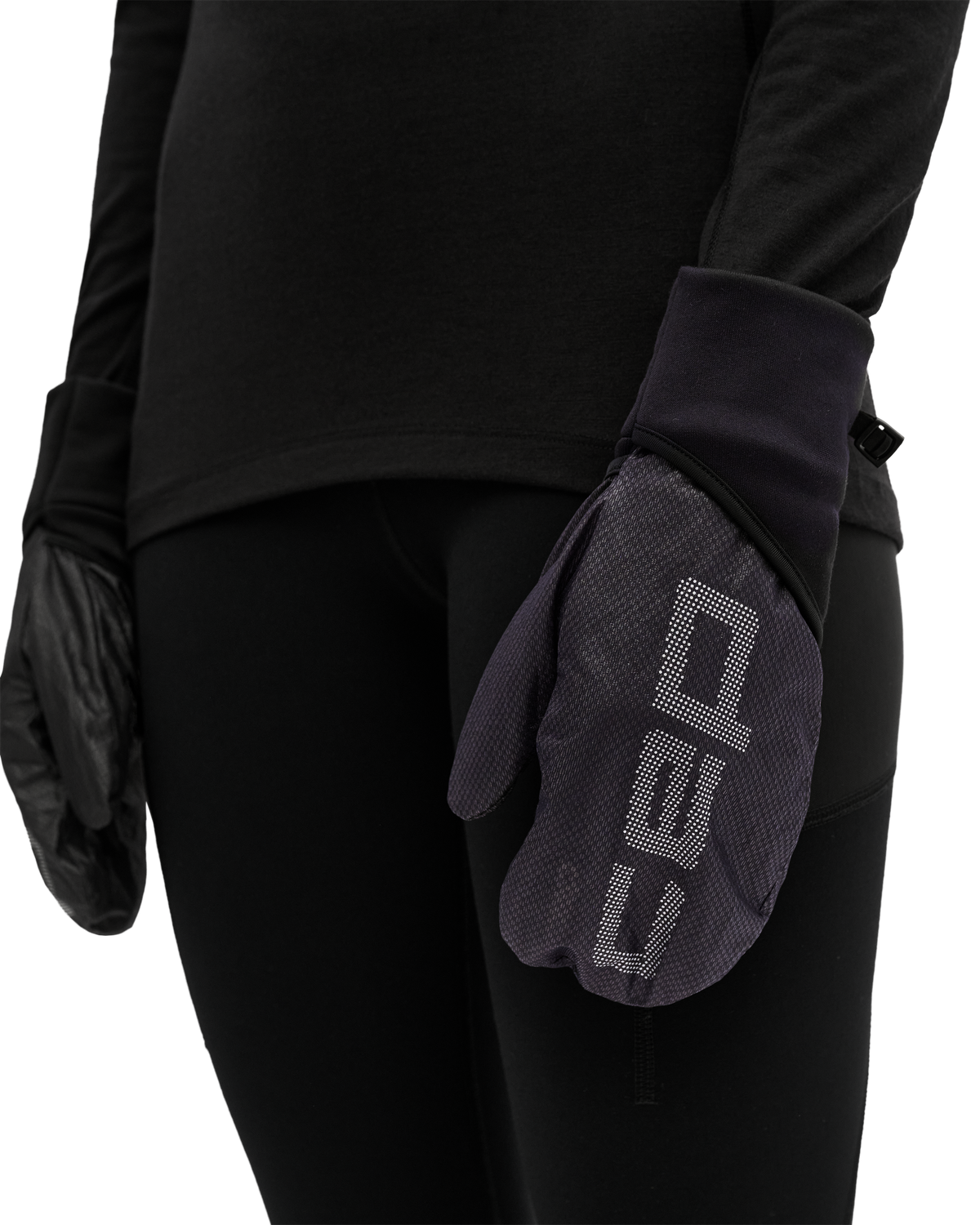 Pro Run 2-in-1 Gloves, Black, close-up detail