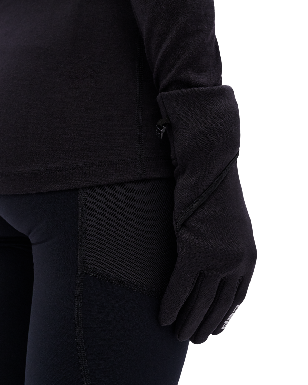 Pro Run 2-in-1 Gloves, Black, close-up detail