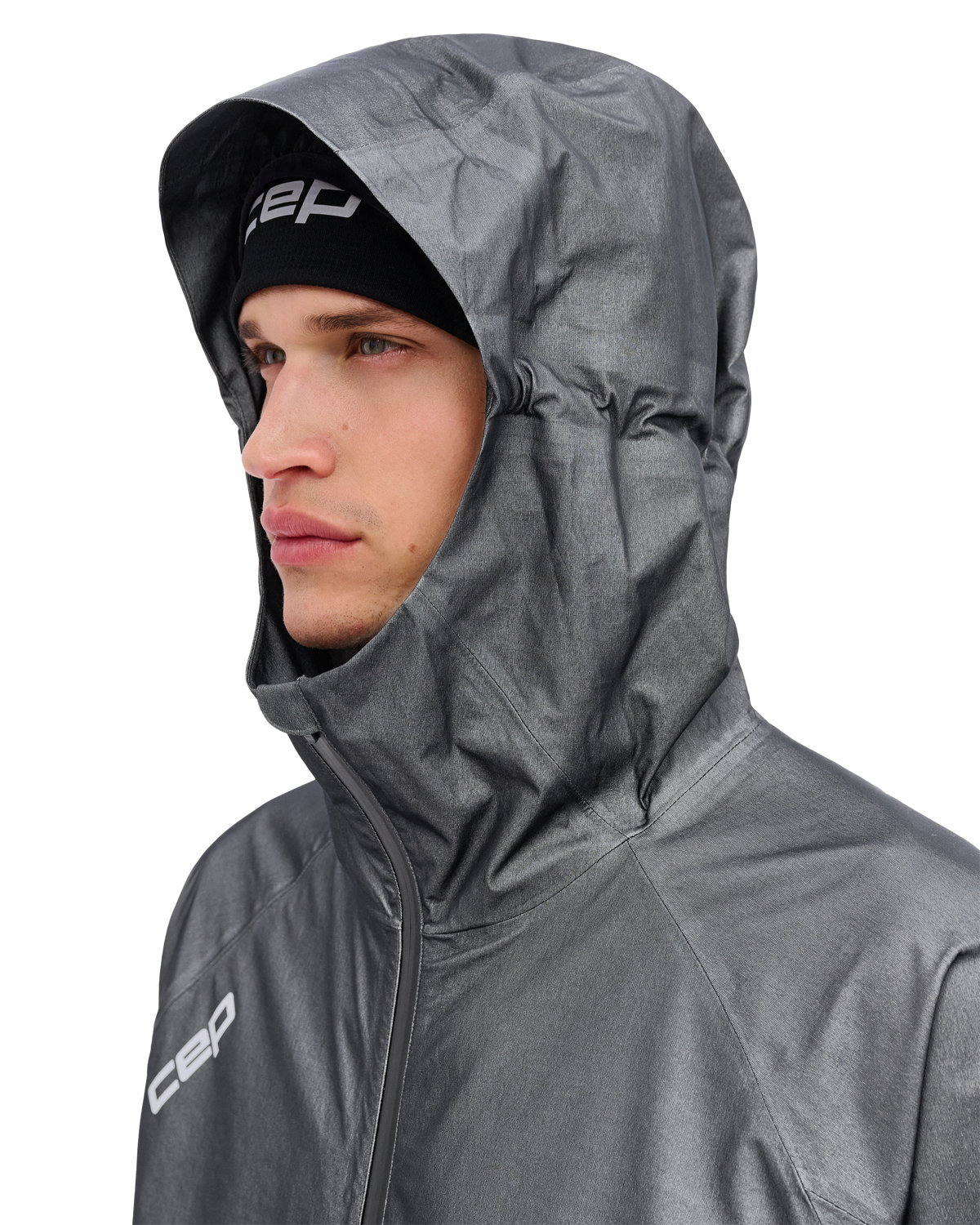 Pro Run 3-Layer Jacket, Men, Grey, close-up detail