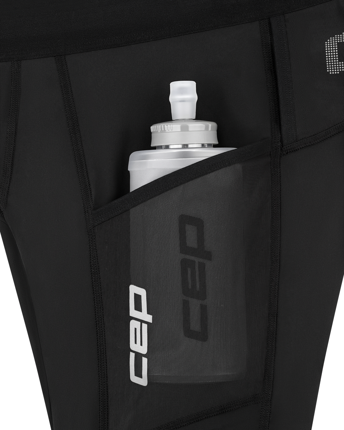 Pro Run Cargo Compression Shorts, Women, Black, close-up detail