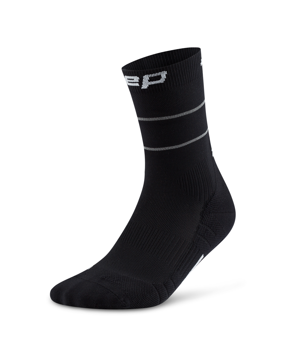 Pro Run Reflective Mid Cut Compression Socks, Black