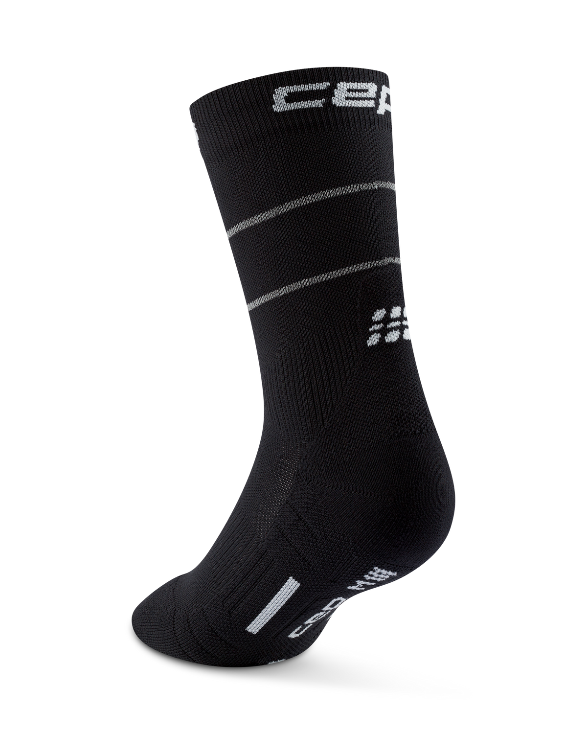 Pro Run Reflective Mid Cut Compression Socks, Black