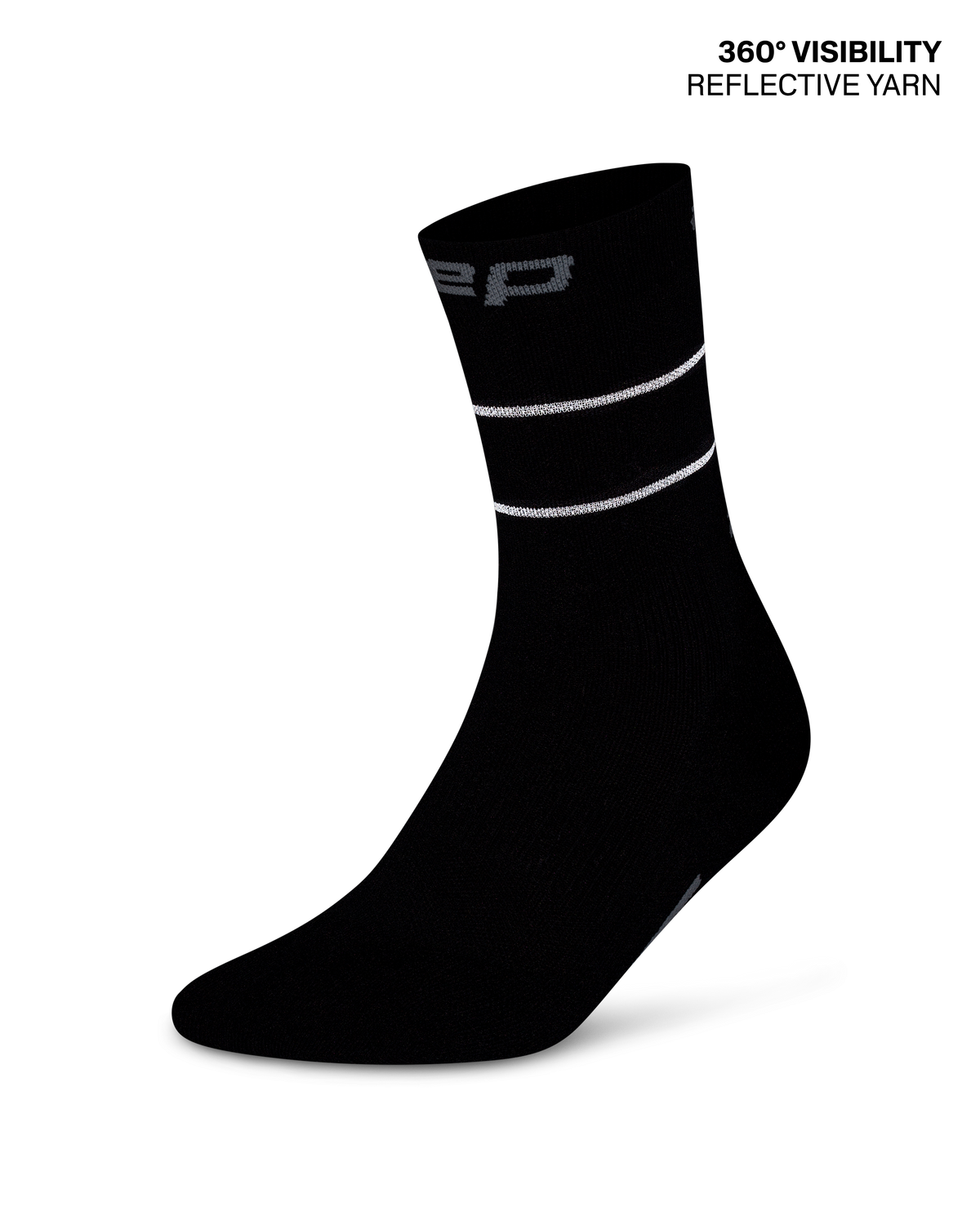 Pro Run Reflective Mid Cut Compression Socks, Black