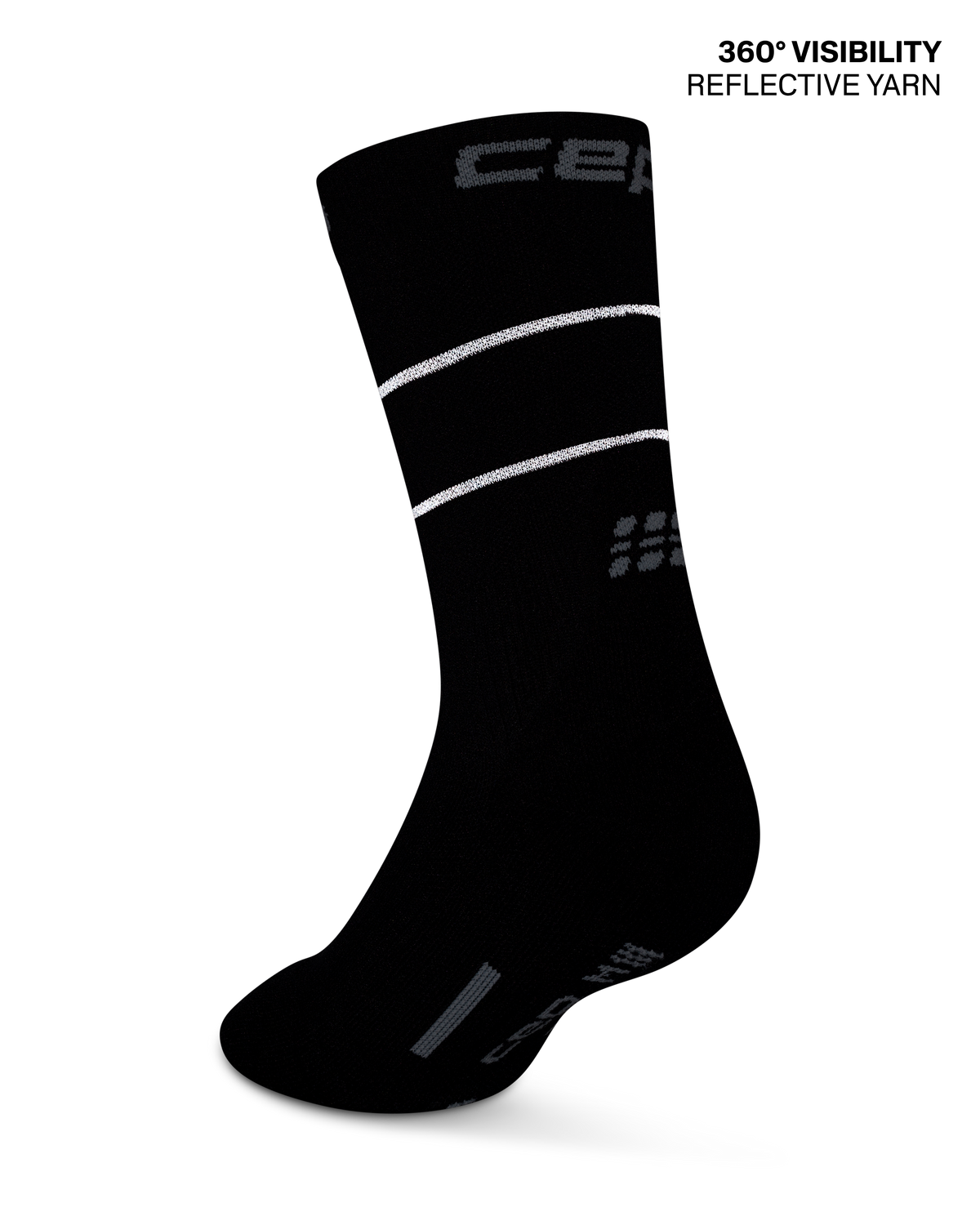 Pro Run Reflective Mid Cut Compression Socks, Black