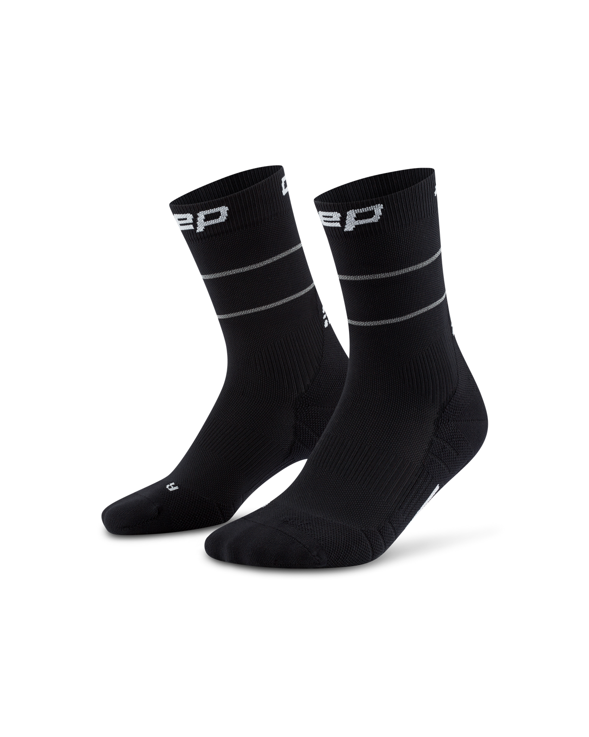 Pro Run Reflective Mid Cut Compression Socks, Black