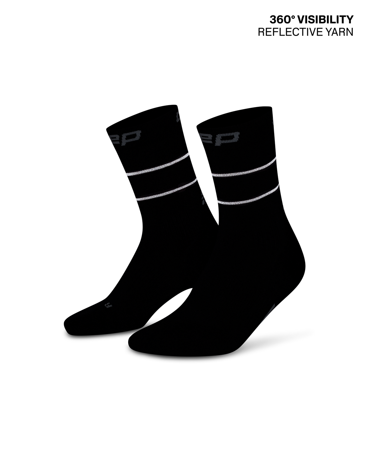 Pro Run Reflective Mid Cut Compression Socks, Black