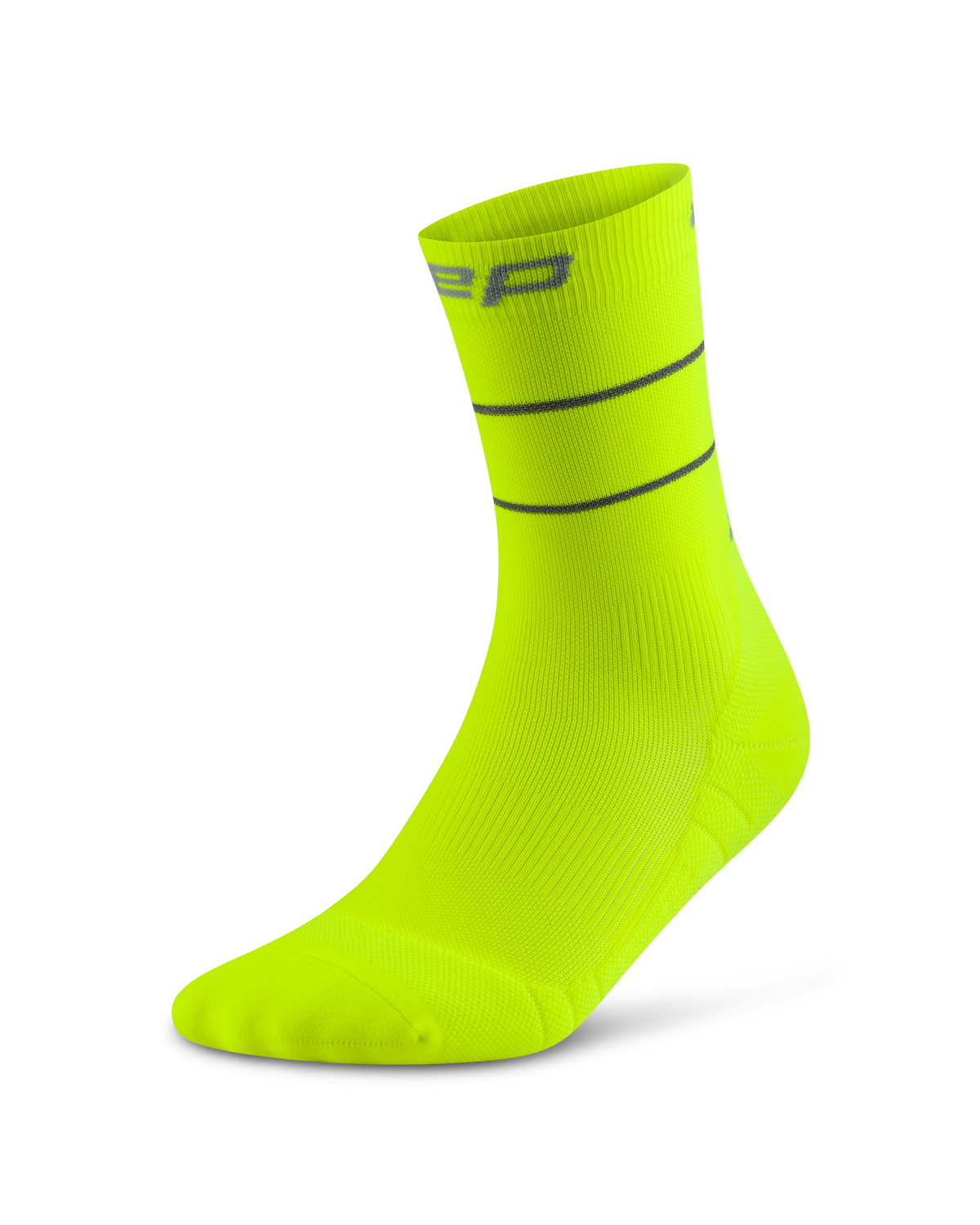 Pro Run Reflective Mid Cut Compression Socks, Neon Yellow